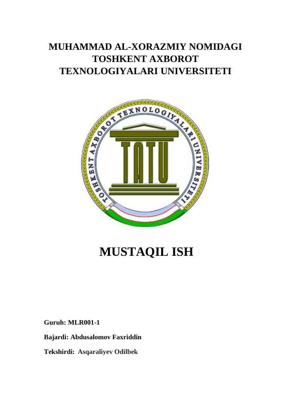 «Mashina o‘qitish turlari, o‘qituvchili va o‘qituvchisiz o‘qitish algoritmlari