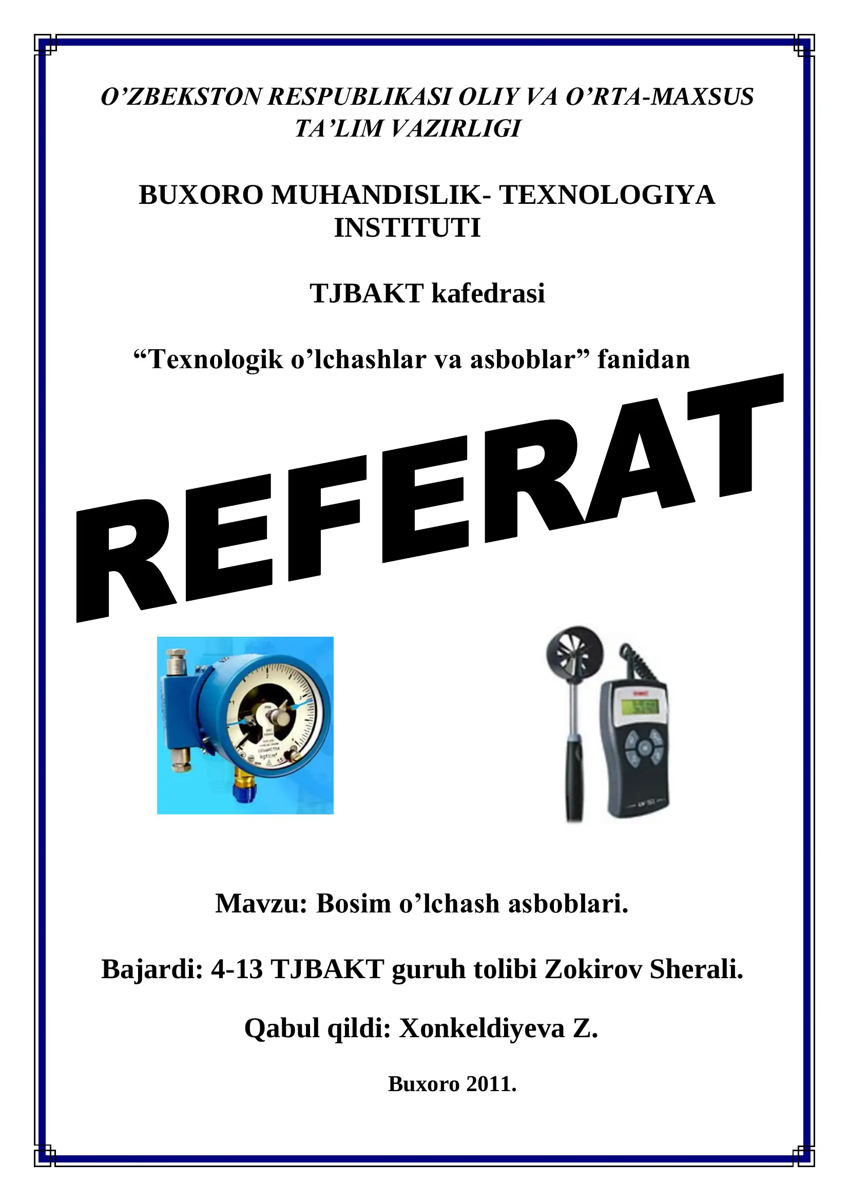 Bosim o'lchash asboblari