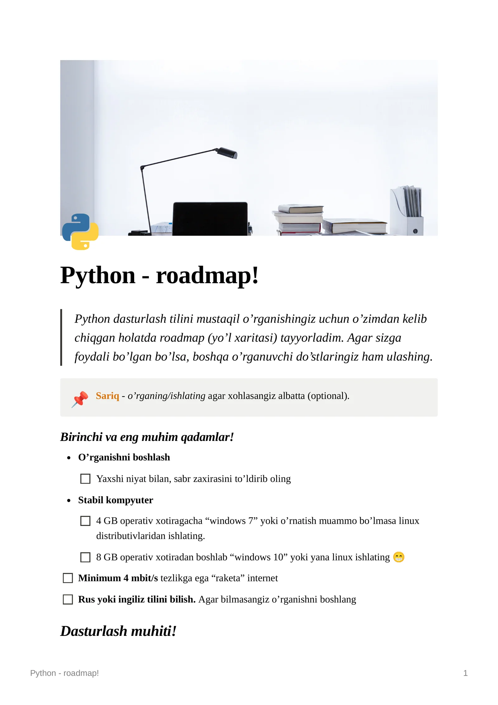 Python - roadmap!