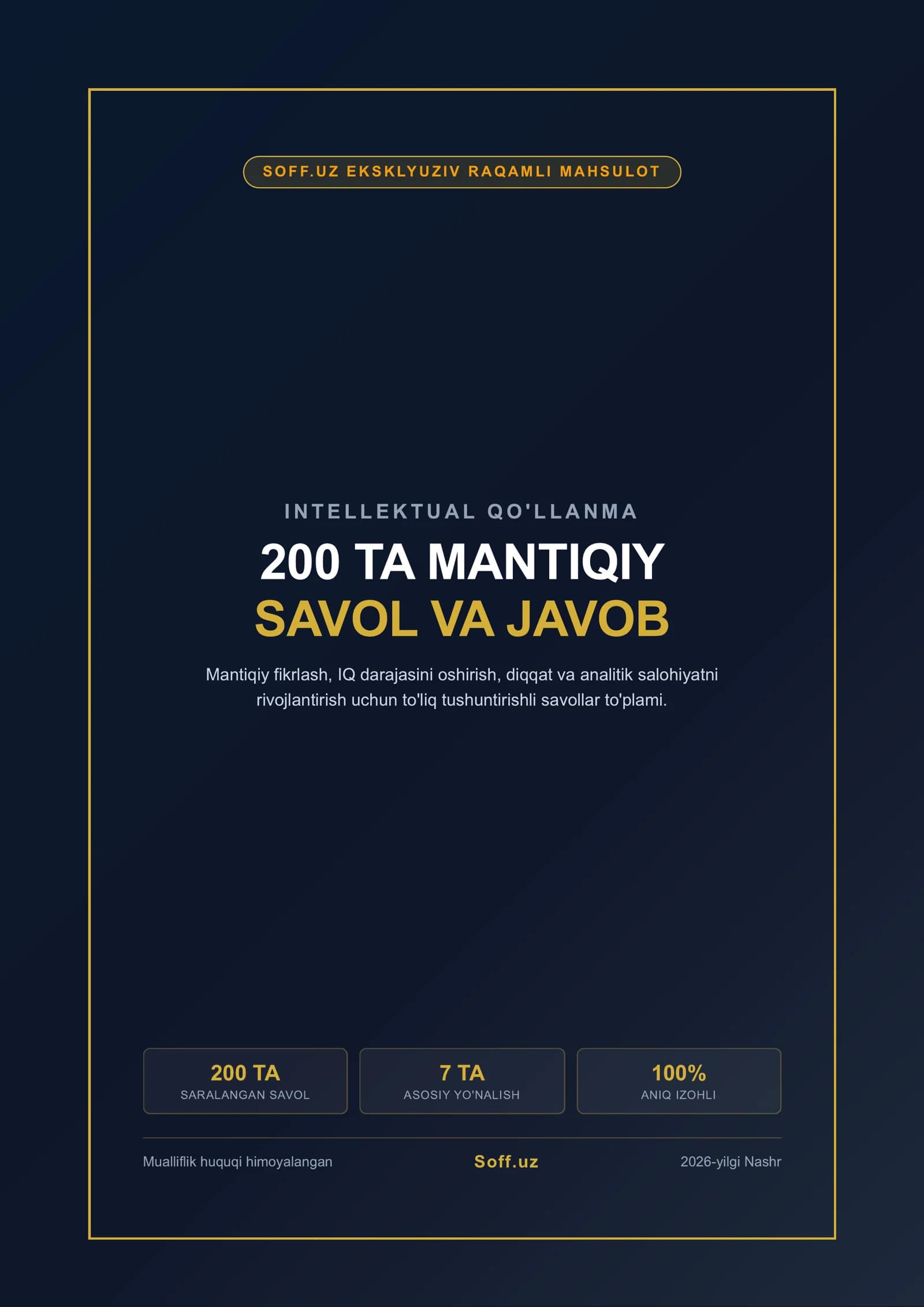 Mantiqiy savollar — 200+ test va javoblar (PDF)
