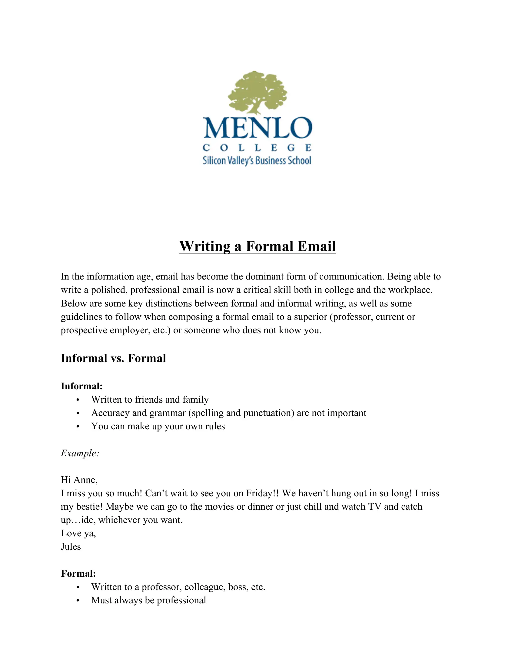 Writing a Formal Email