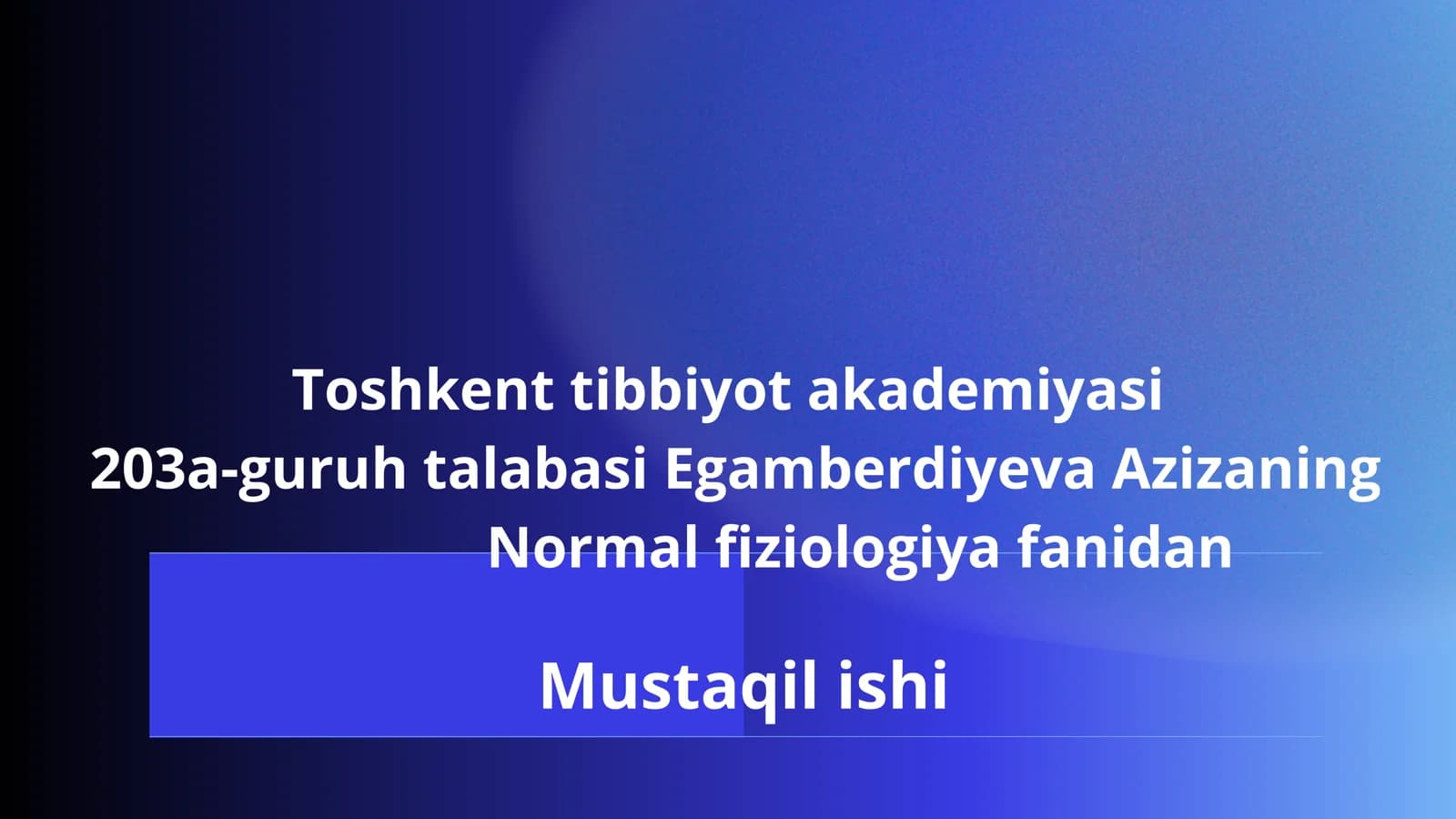 Normal fiziologiya fanidan