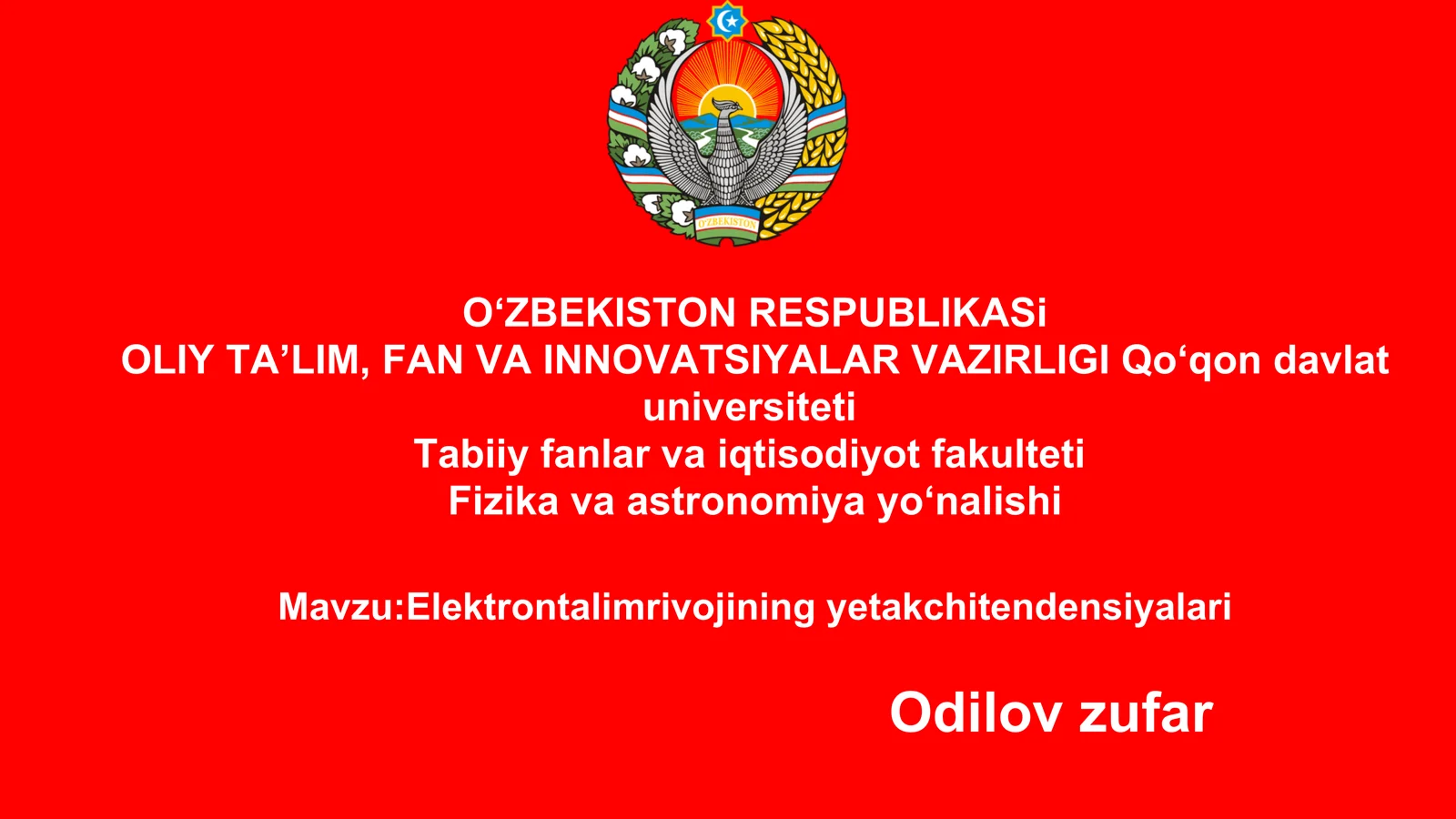 Elektron taʼlim rivojinig yetakchi tendensiyalari u