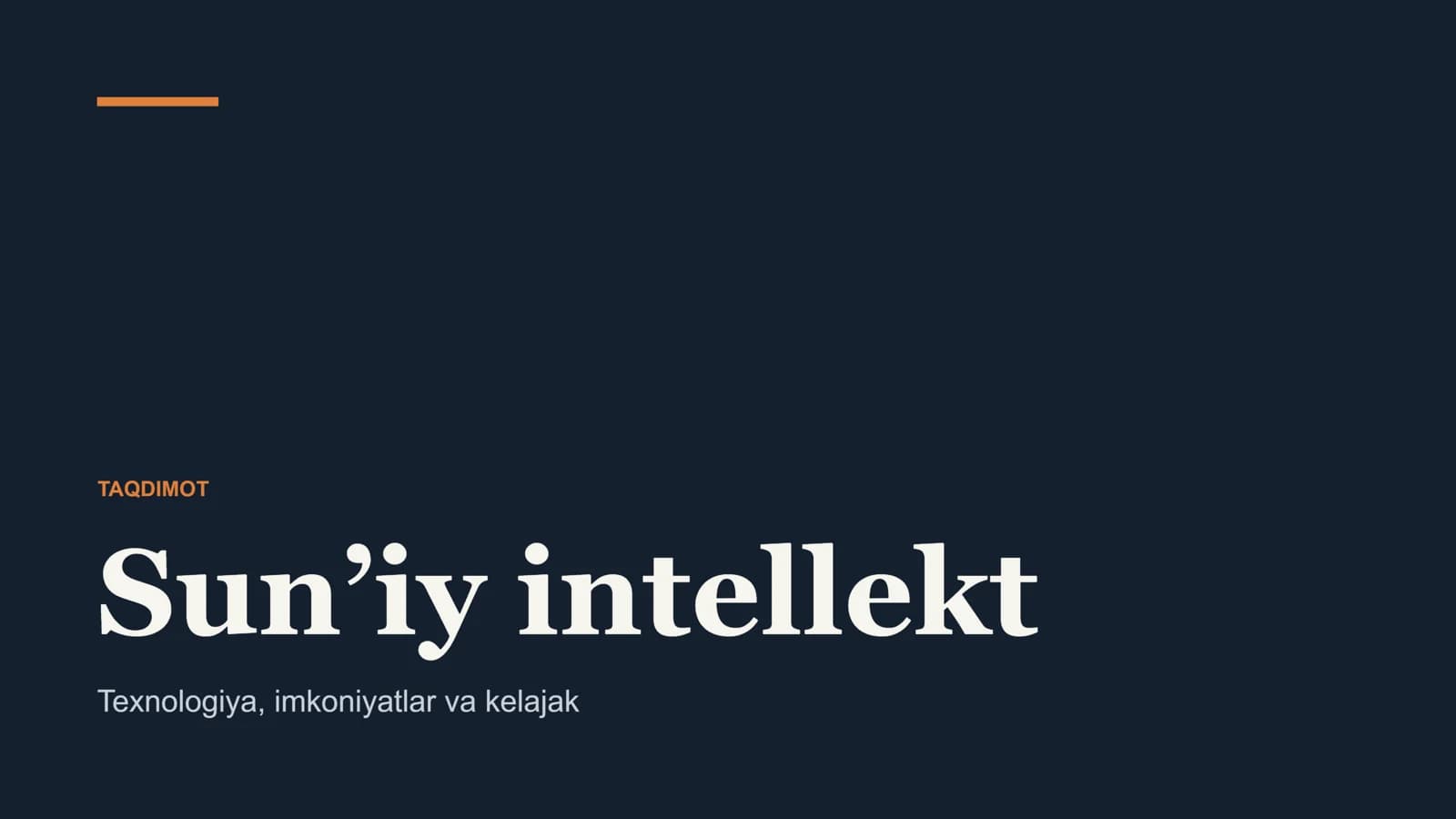 Sun'iy intellekt va uning kelajak texnologiyalaridagi o'rni mavzusida taqdimot