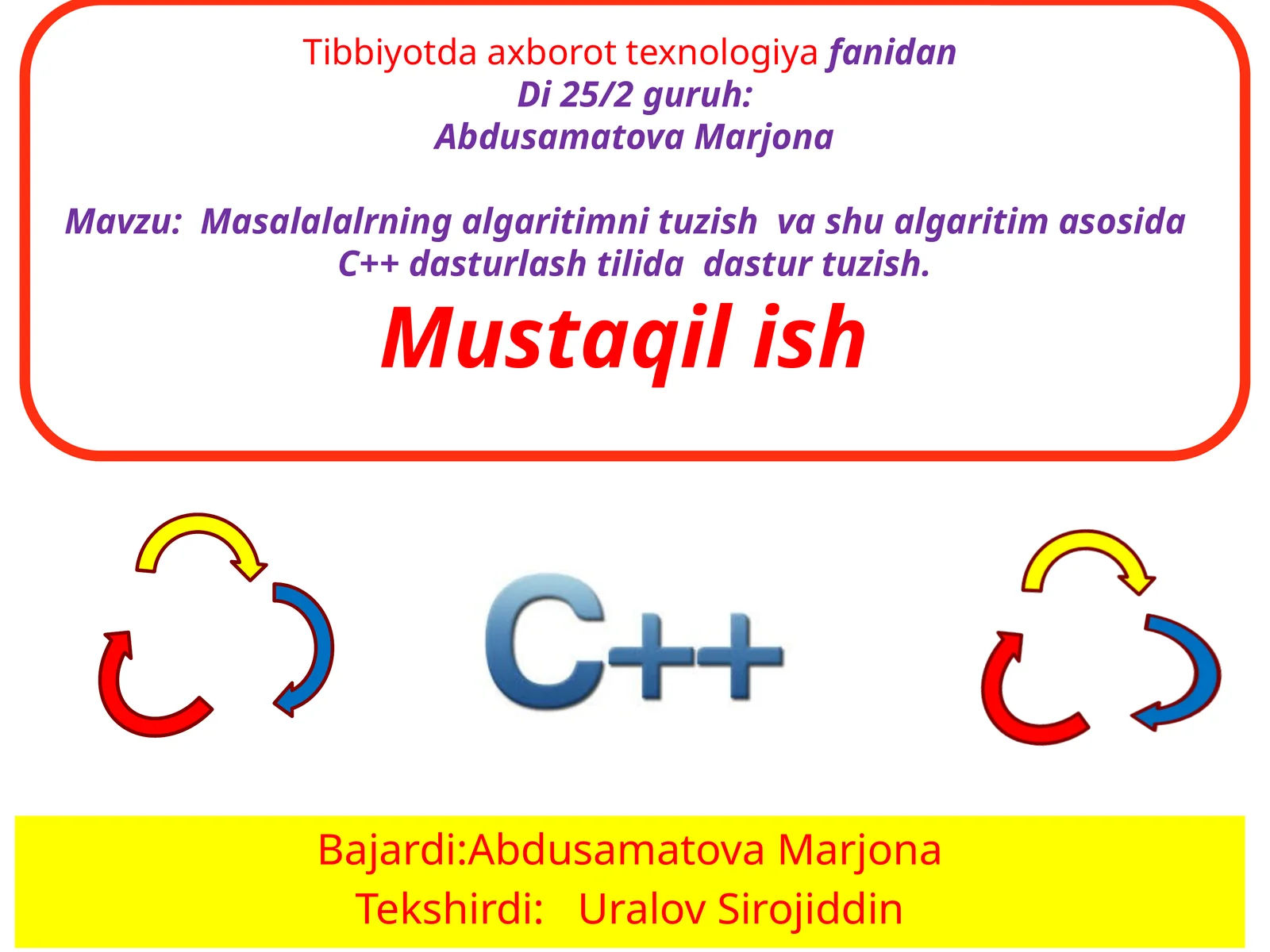 Tibbiyotda axborot texnologiya fanidan