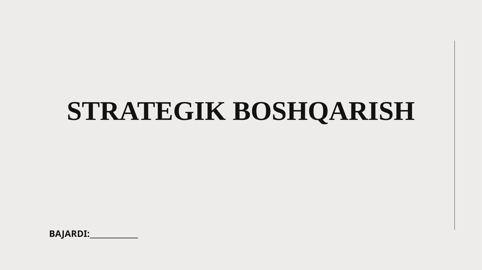 STRATEGIK BOSHQARISH