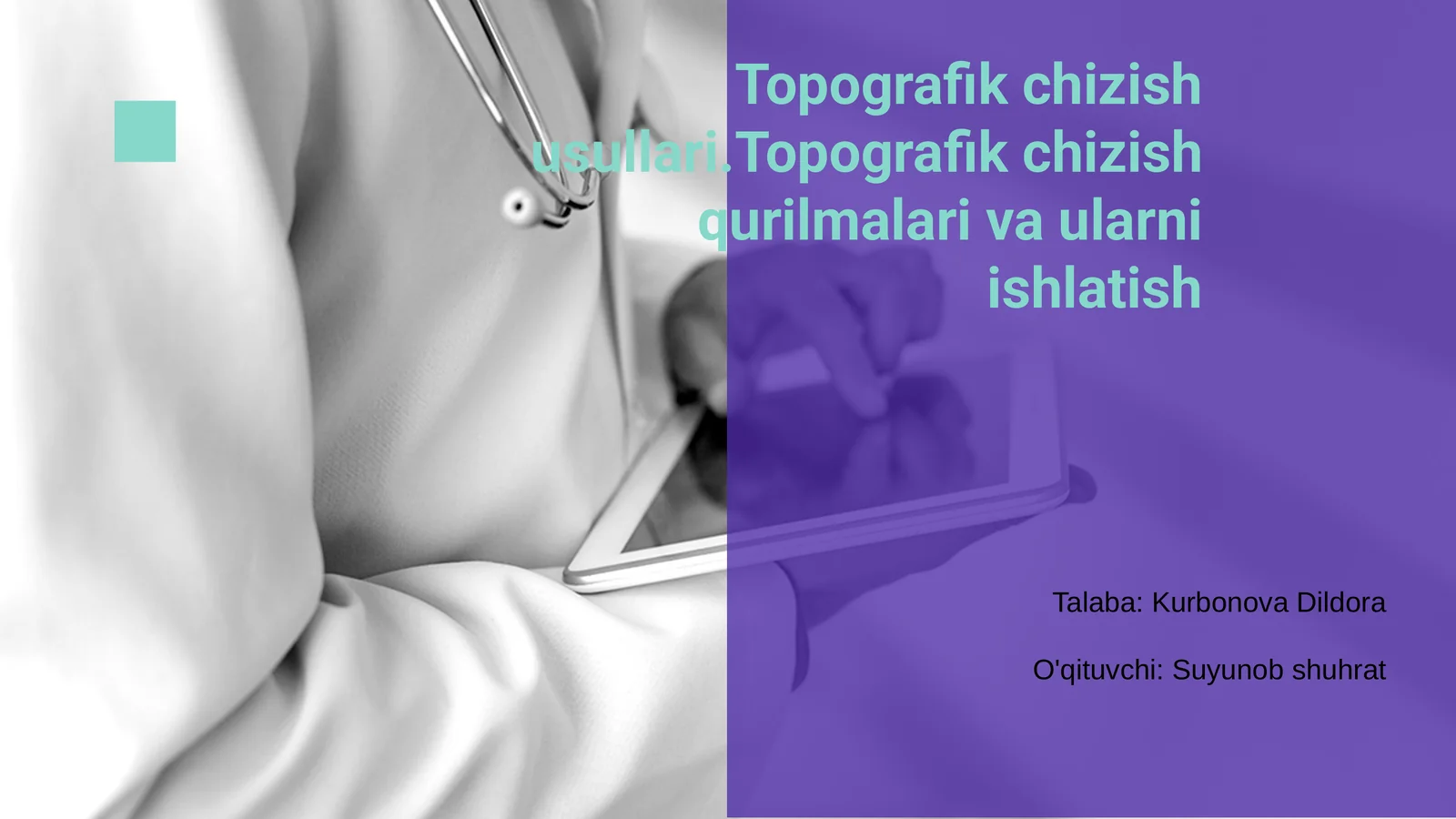 Topografik chizish usullari.Topografik chizish qurilmalari va ularni ishlatish
