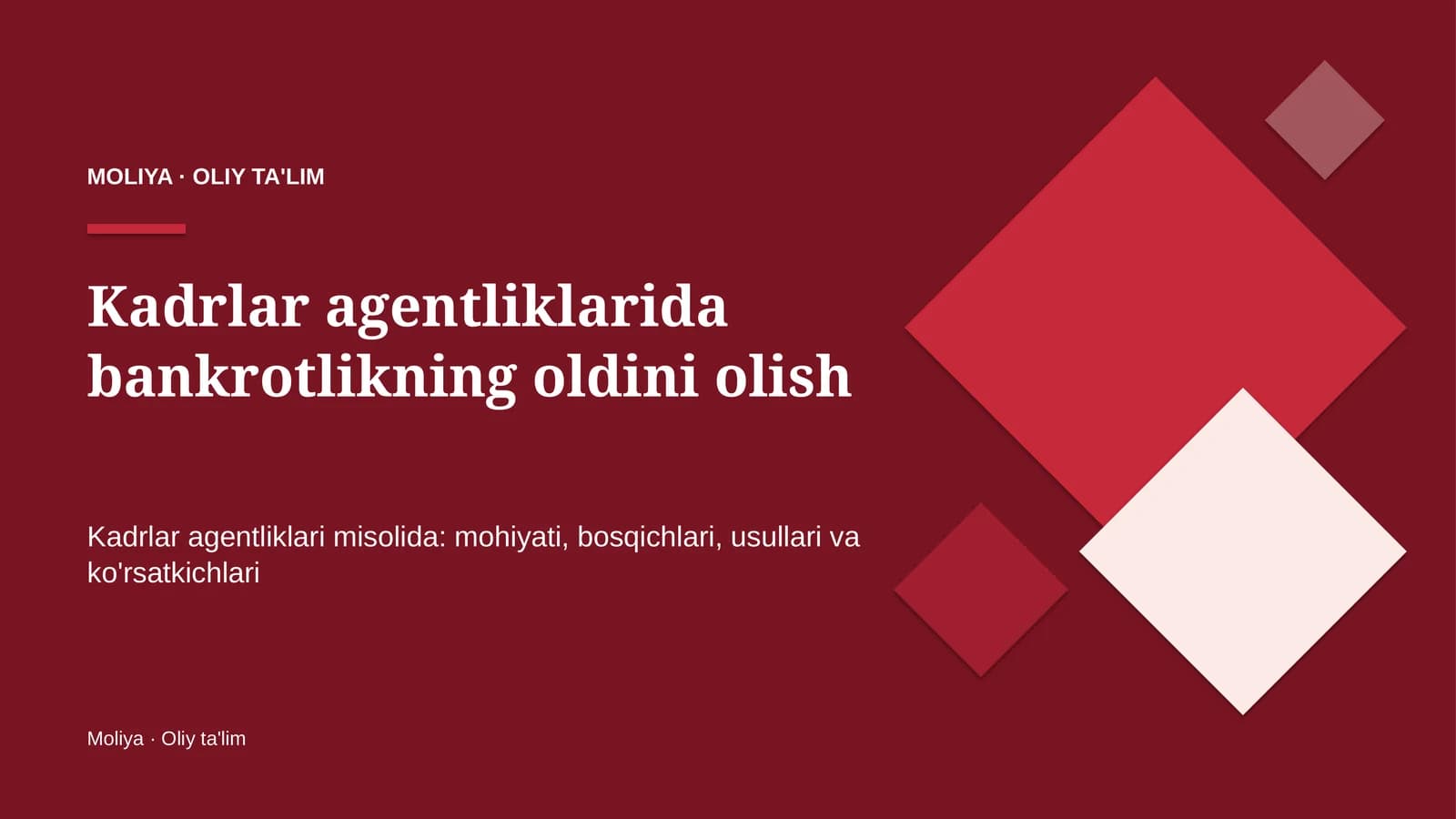 Kadrlar agentliklarida bankrotlikning oldini olish