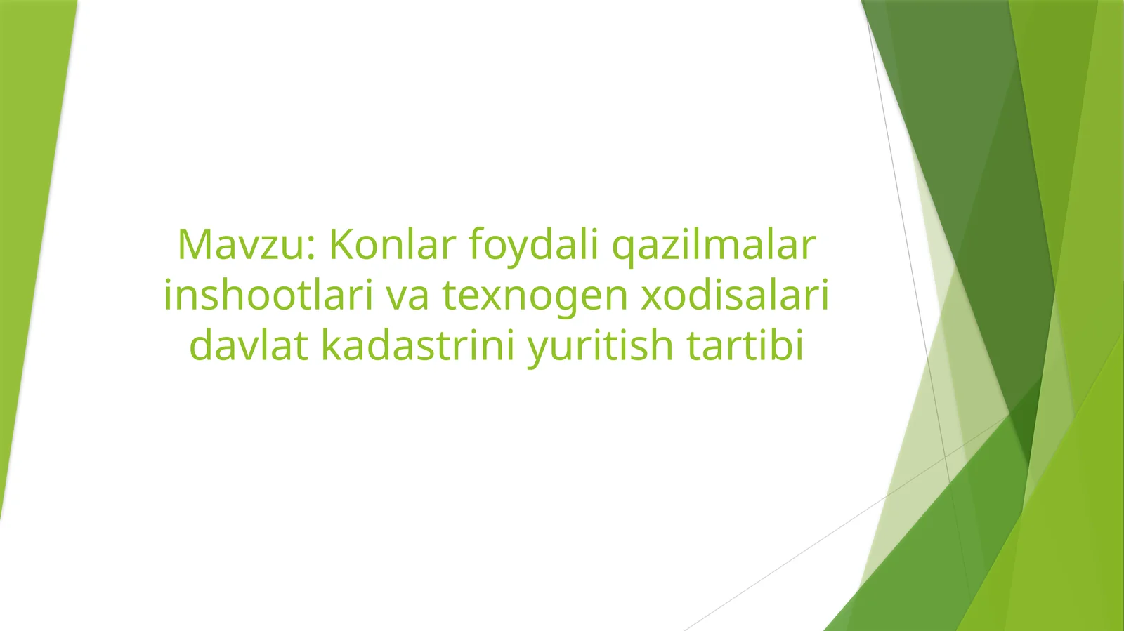 Konlar foydali qazilmalar inshootlari va texnogen xodisalari davlat kadastrini yuritish tartibi