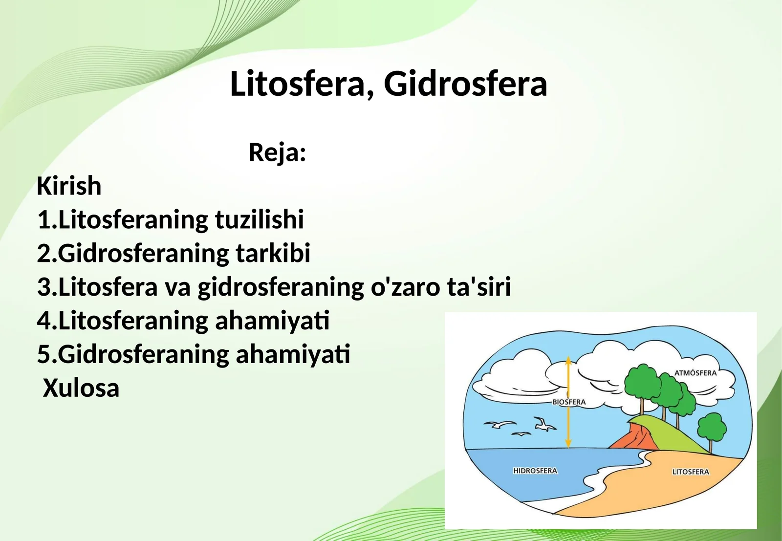 Litosfera, Gidrosfera