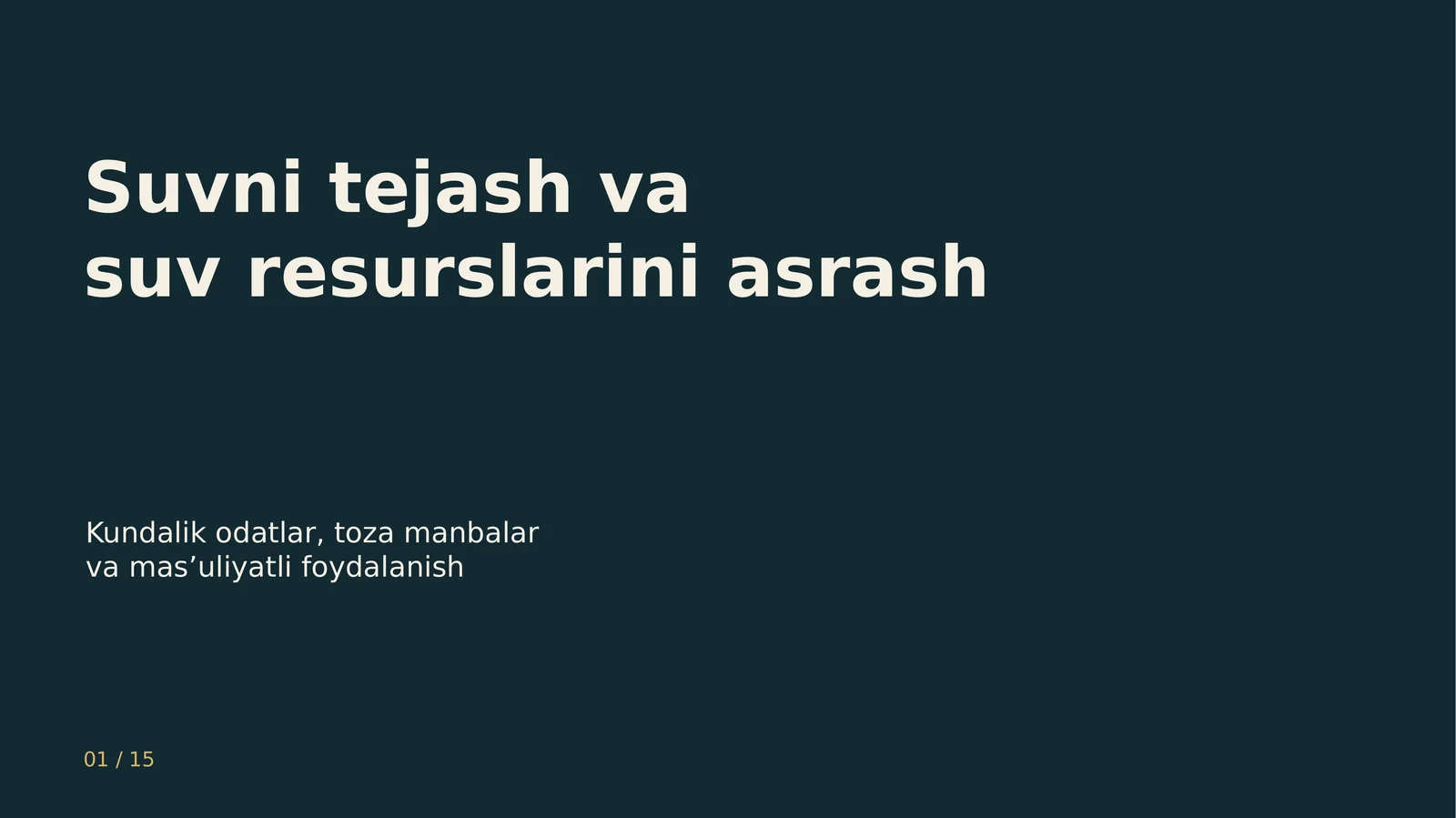 Suv resurslarining foydalanishi