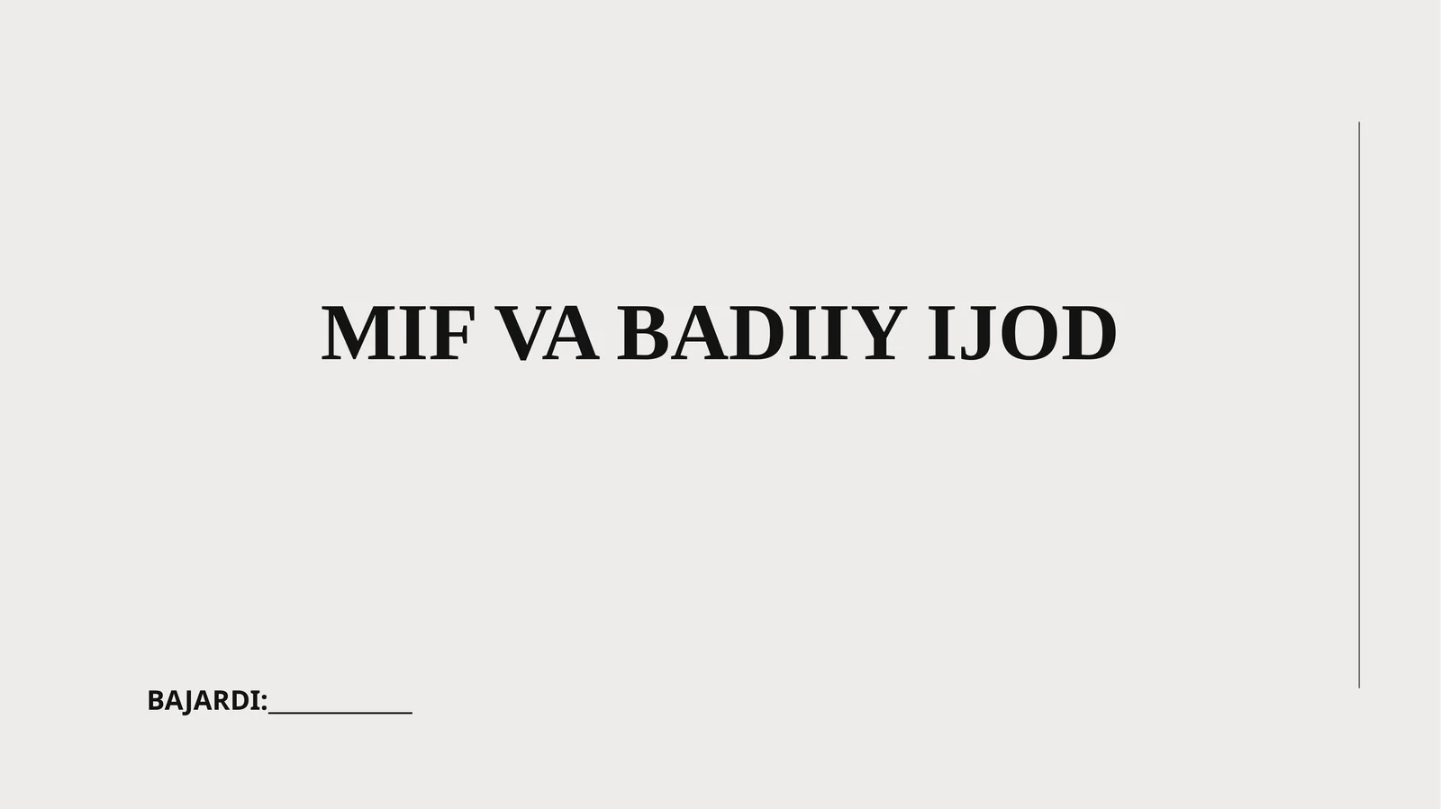 MIF VA BADIIY IJOD