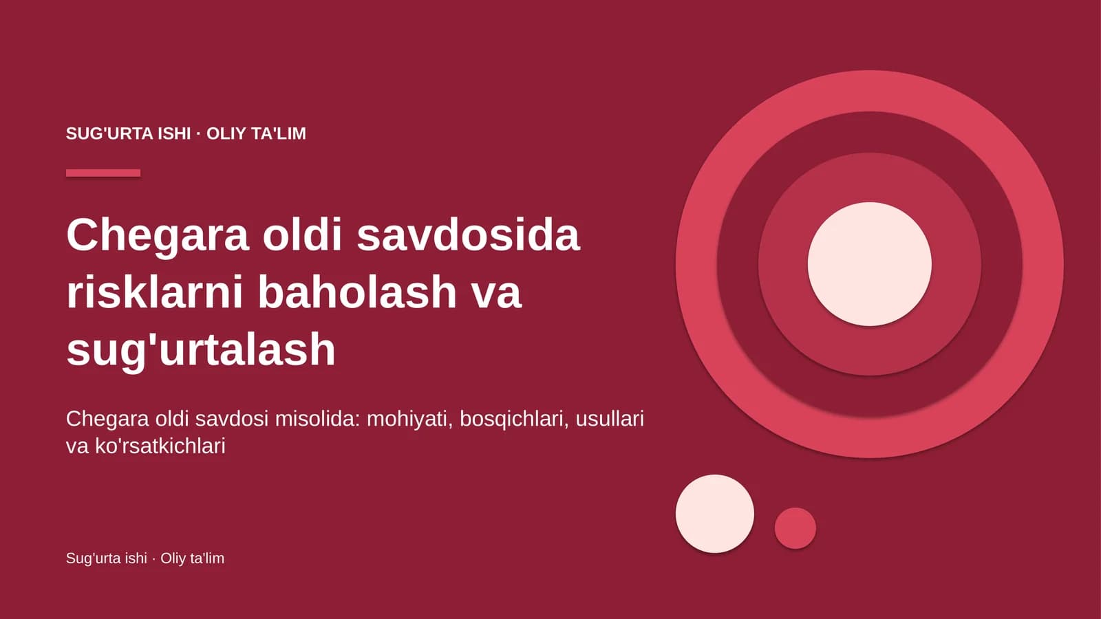 Sug'urta ishi · Oliy ta'lim