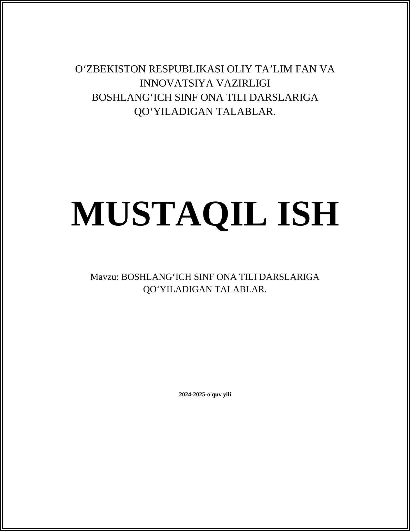 Boshlang‘ich sinfda ona tilining o‘quv dasturi mazmuni