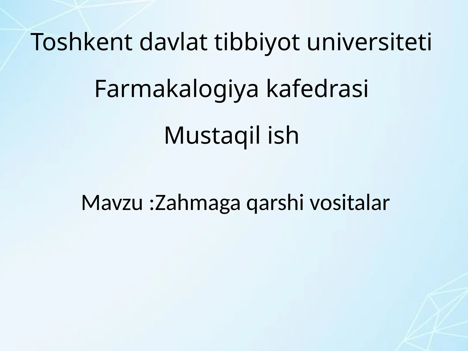 Zahm (Sifilis) ga qarshi vositalar