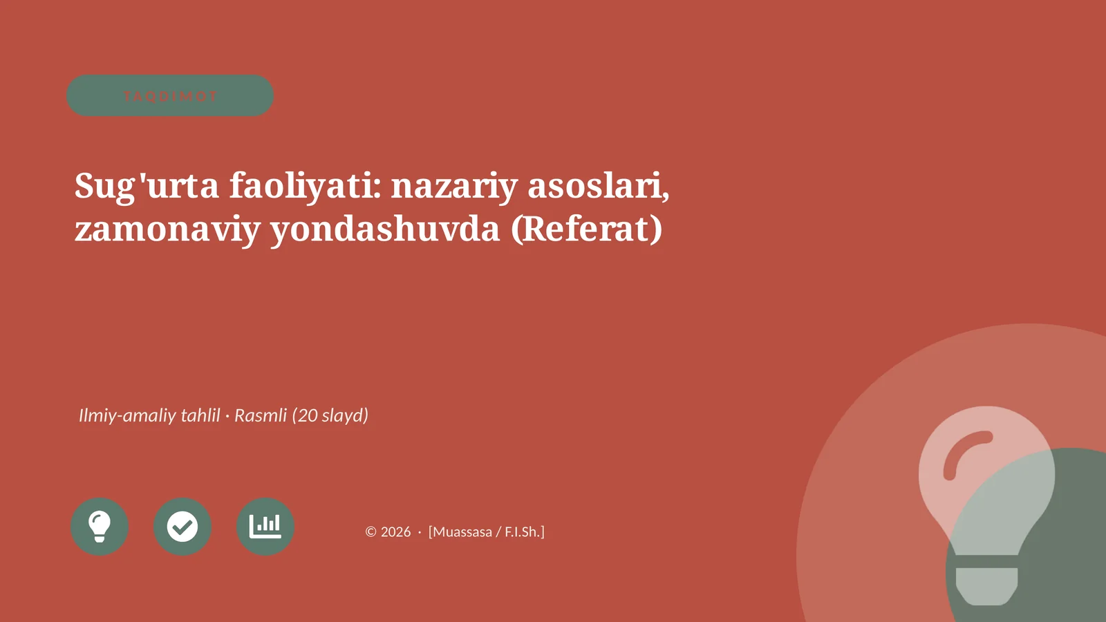 Sug'urta faoliyati: nazariy asoslari, zamonaviy yondashuvda (Referat)