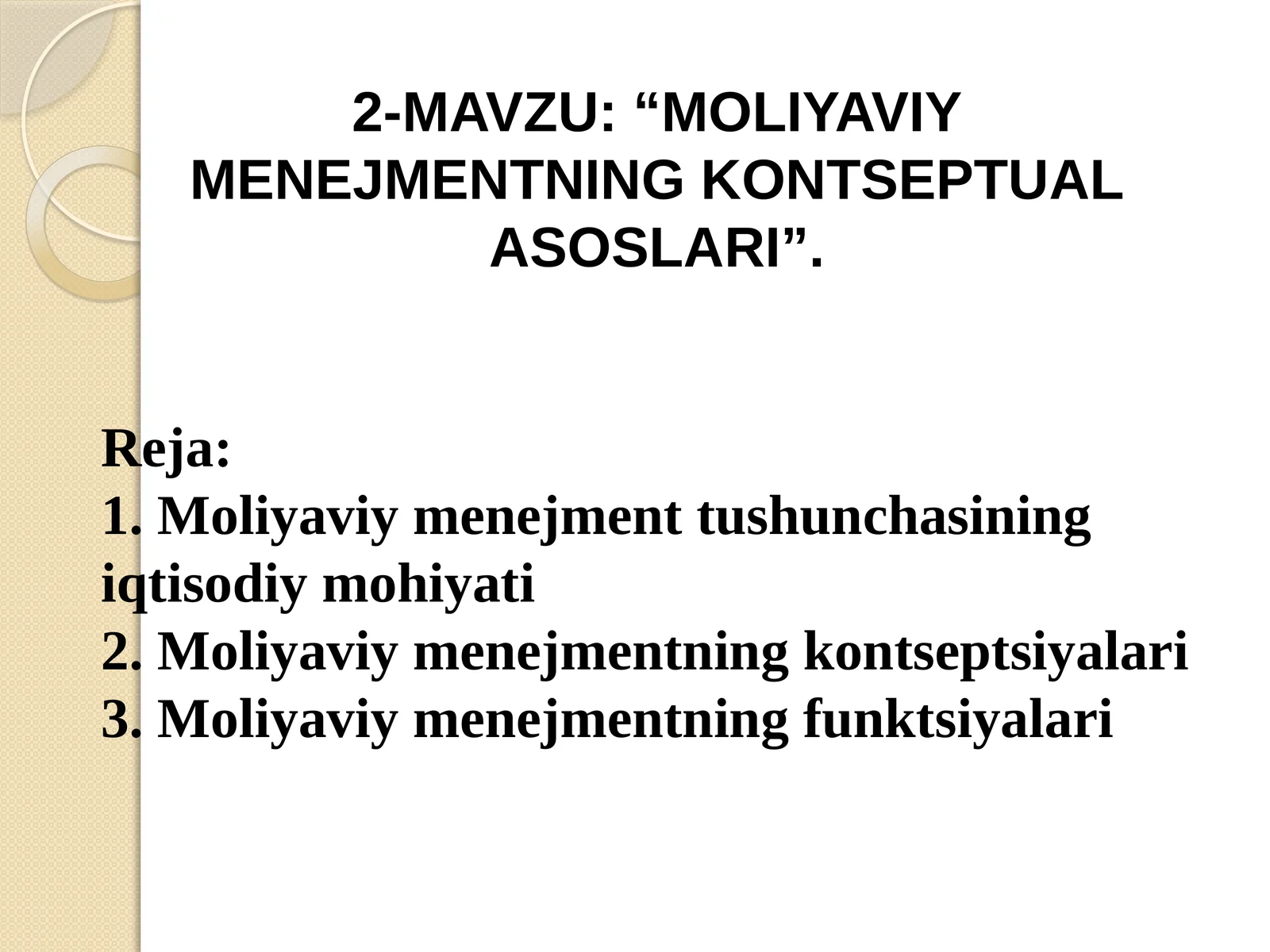 "Moliyaviy menejmentning kontseptual asoslari"