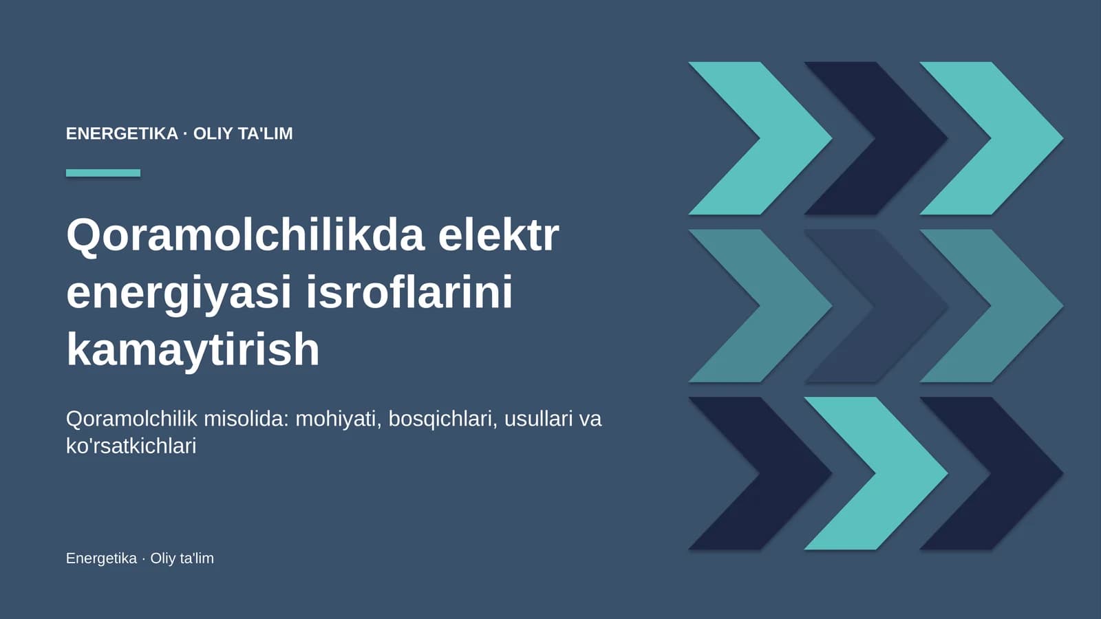 Qoramolchilikda elektr energiyasi isroflarini kamaytirish