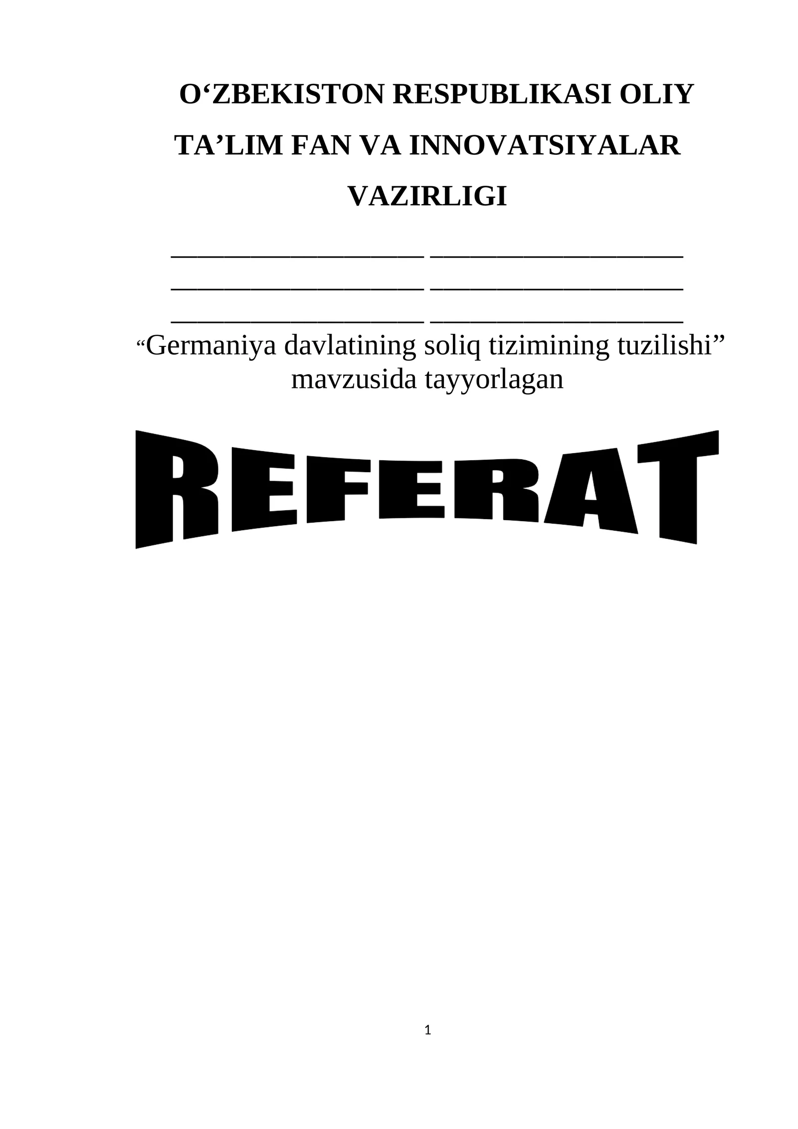 Germaniya davlatining soliq tizimining tuzilishi