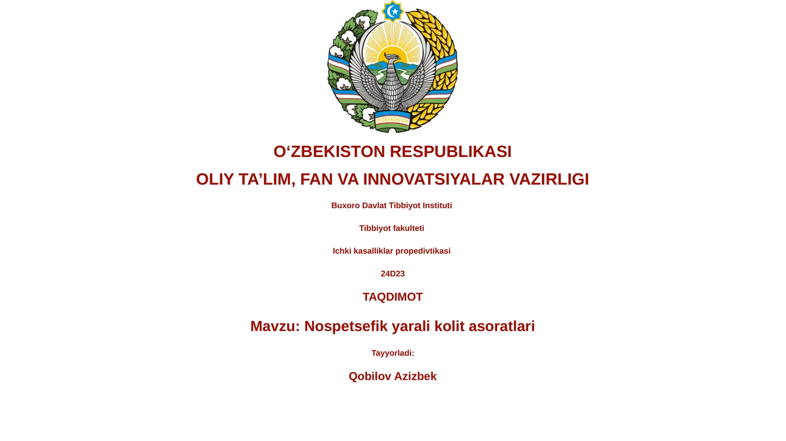 Nospetsefik yarali kolit asoratlari