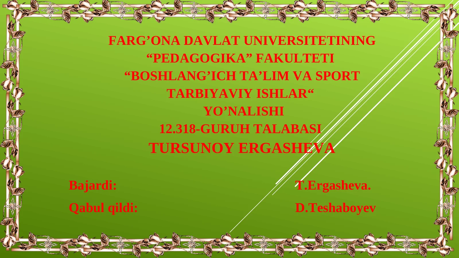 Boshlang'ich ta'lim va sport tarbiyaloviy ishlar