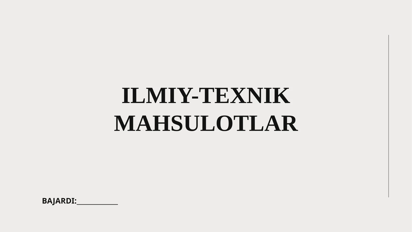 Ilmiy-texnik mahsulotlar bozori