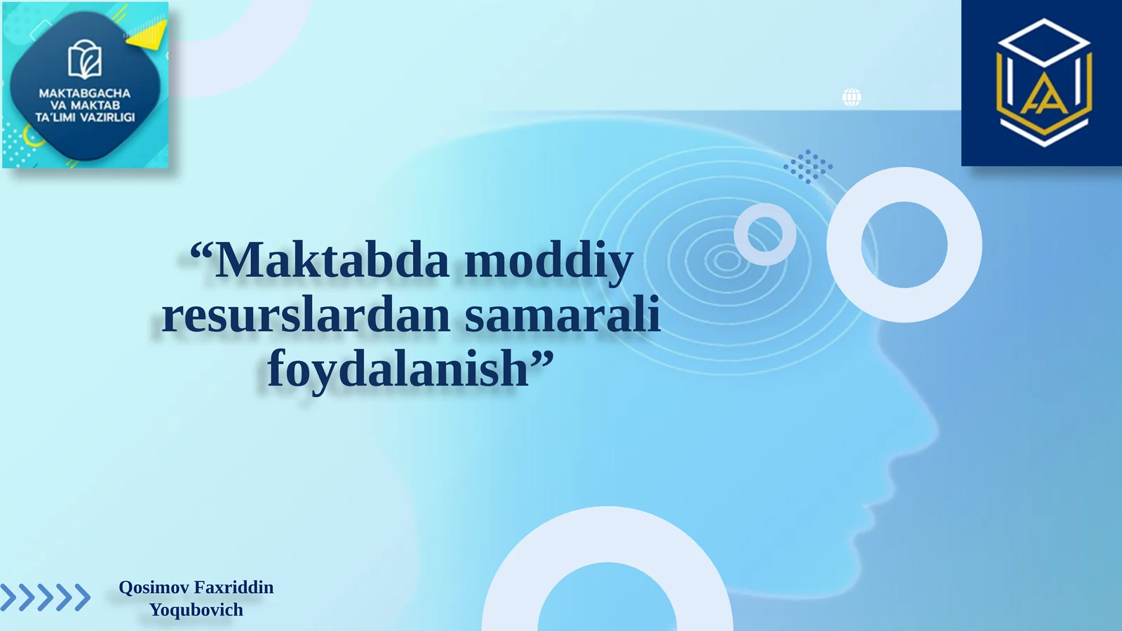 Maktabda moddiy resurslardan samarali foydalanish. taqdimot