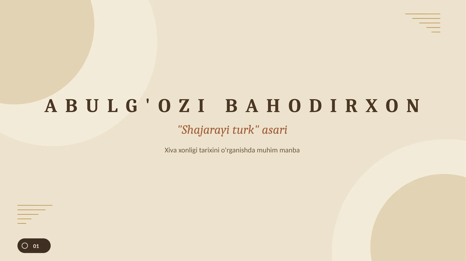 A B U L G ' O Z I B A H O D I R X O N "Shajarayi turk" asari