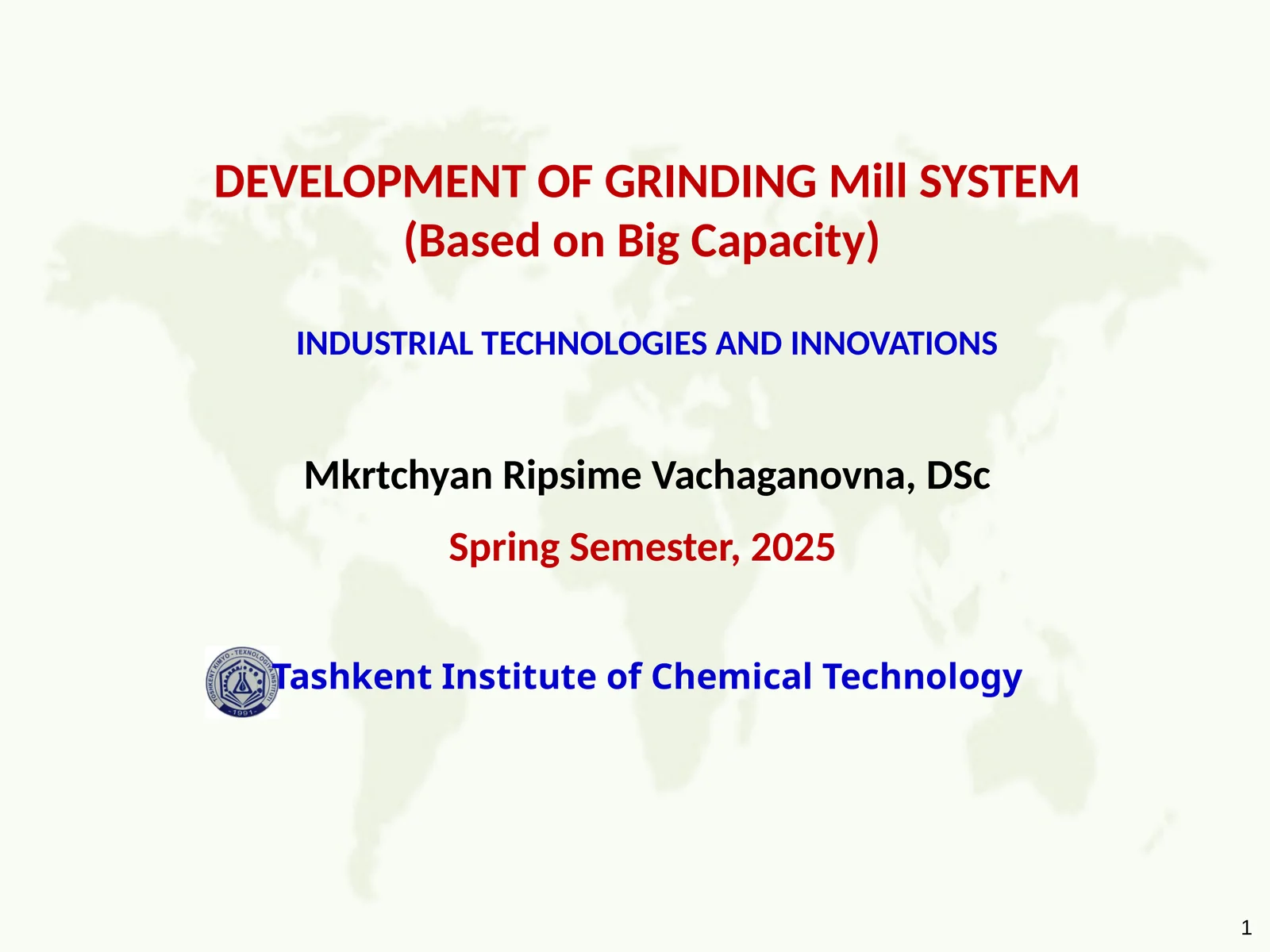 DEVELOPMENT OF GRINDING Mill SYSTEM