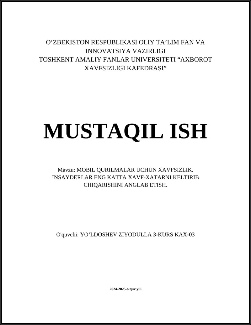 Mobil qurilmalar uchun xavfsizlik protokollari