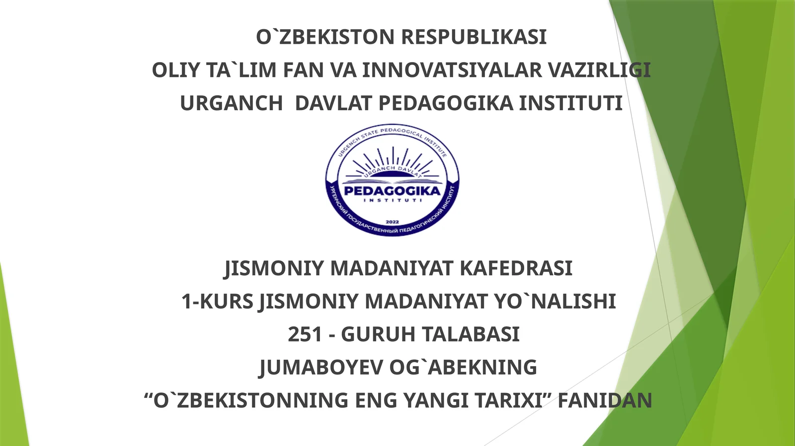 Yangi o'zbekistonda amalga oshirilayotgan manaviy o'zgarishlar