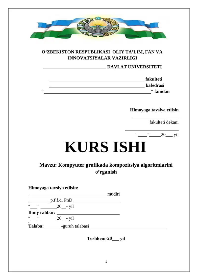 Kompyuter grafikada kompozitsiya algoritmlarini o'rganish