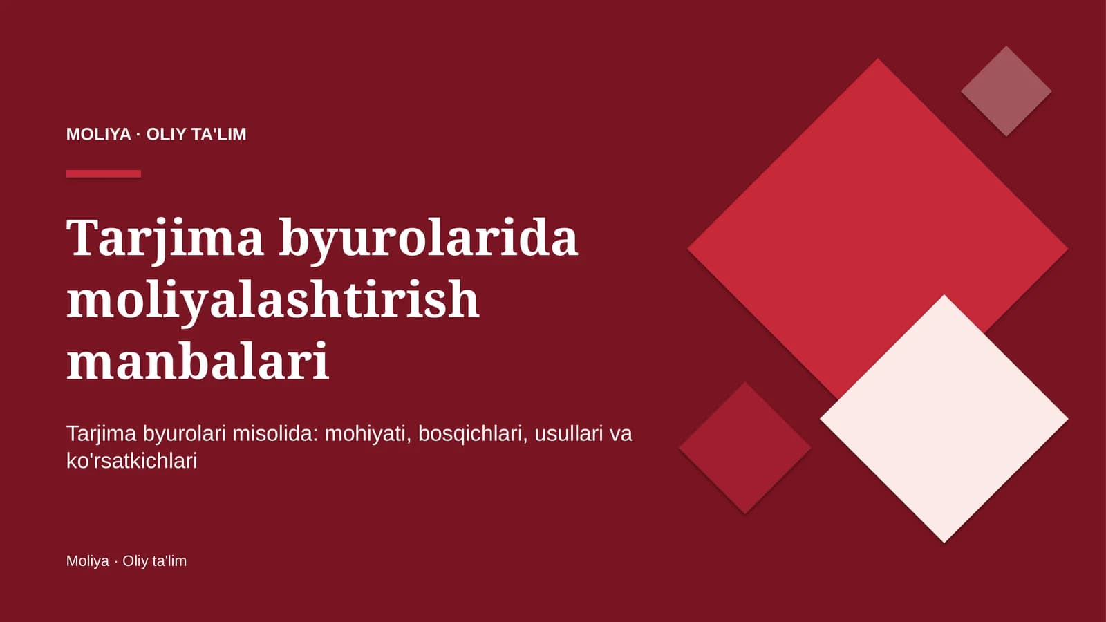 Tarjima byurolarida moliyalashtirish manbalari