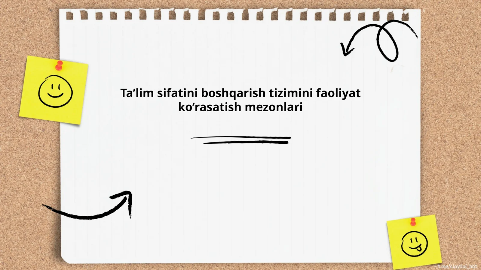 Ta'lim sifatini boshqarish tizimini faoliyat ko’rasatish mezonlari