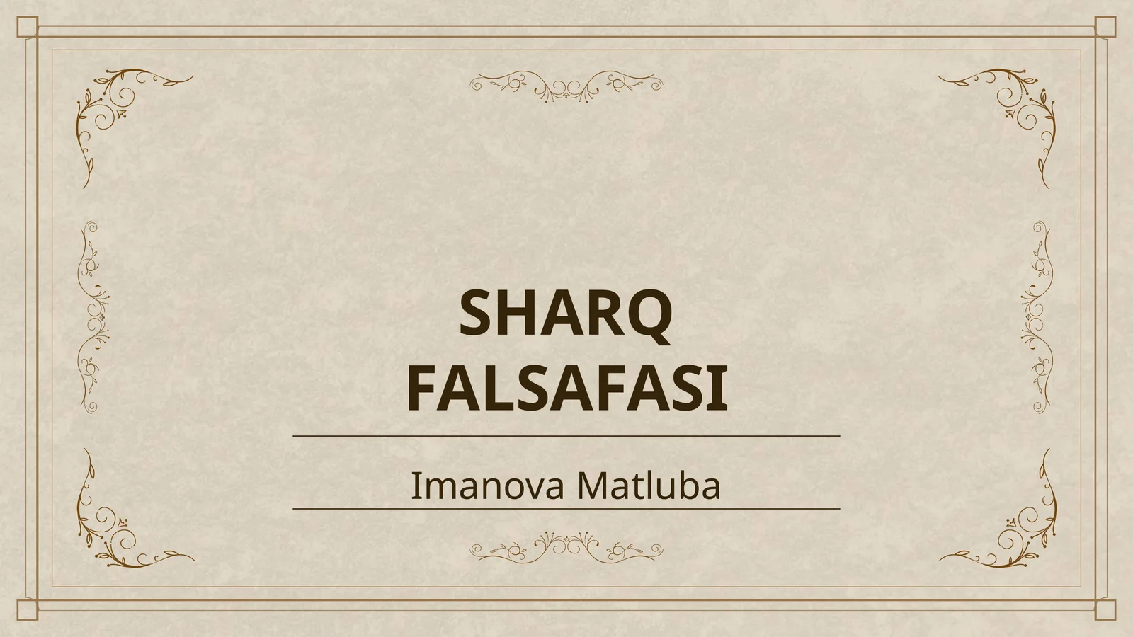 SHARQ FALSAFASI