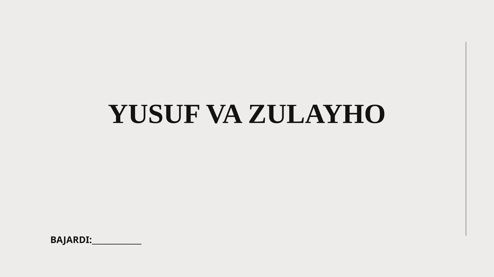 YUSUF VA ZULAYHO