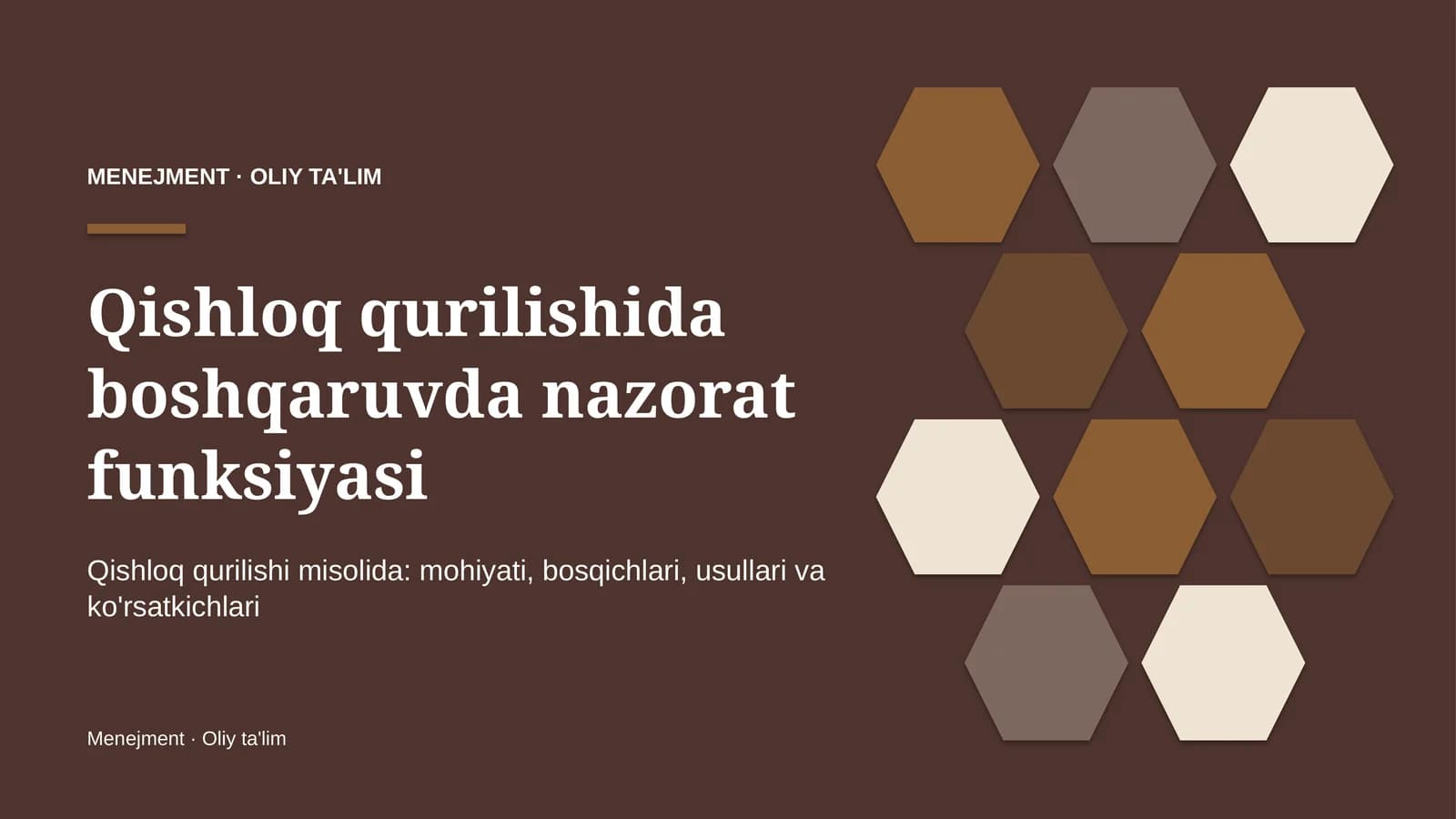 Qishloq qurilishida boshqaruvda nazorat funksiyasi
