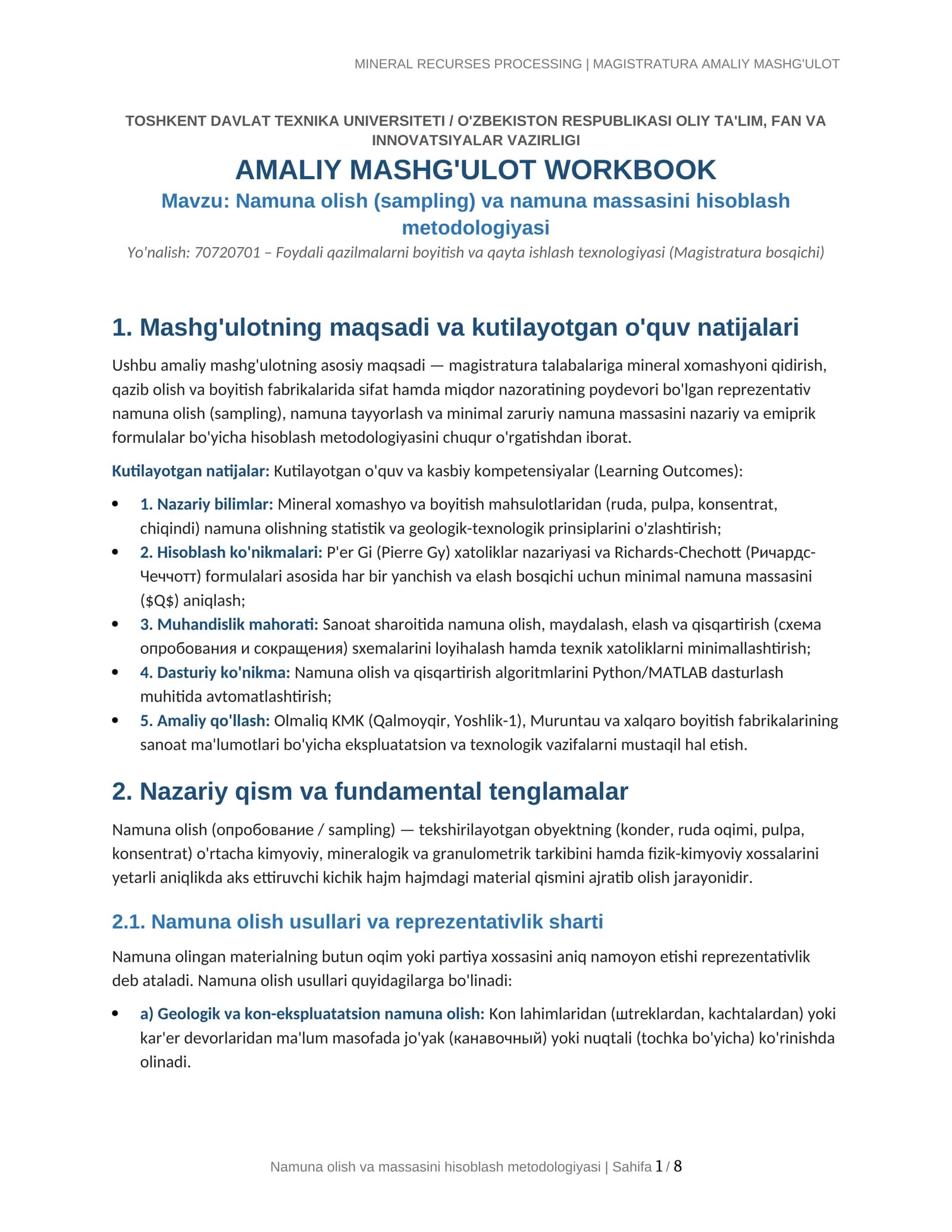 MAGISTRATURA AMALIY MASHG'ULOT