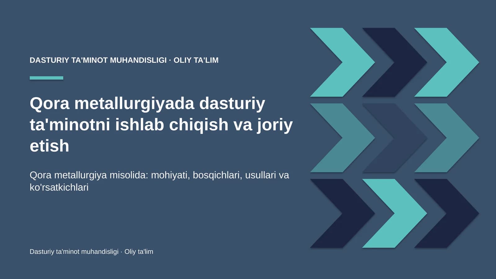 Qora metallurgiyada dasturiy ta'minotni ishlab chiqish va joriy etish
