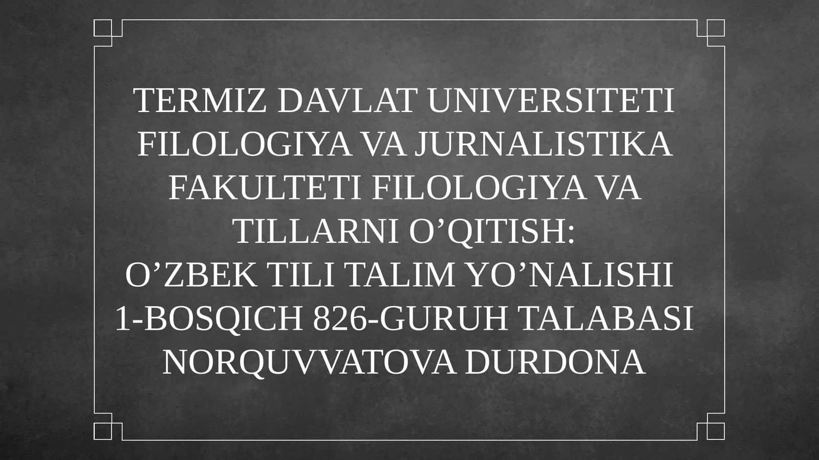 O'zbek tili talim yo'nalishi