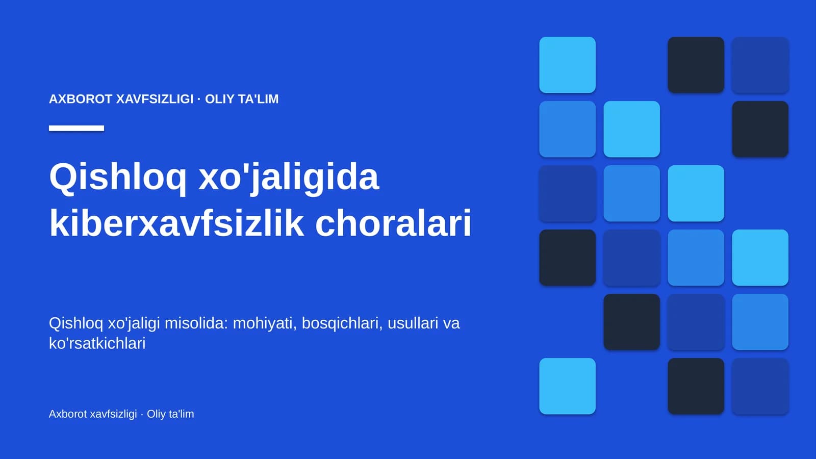 Qishloq xo'jaligida kiberxavfsizlik choralari