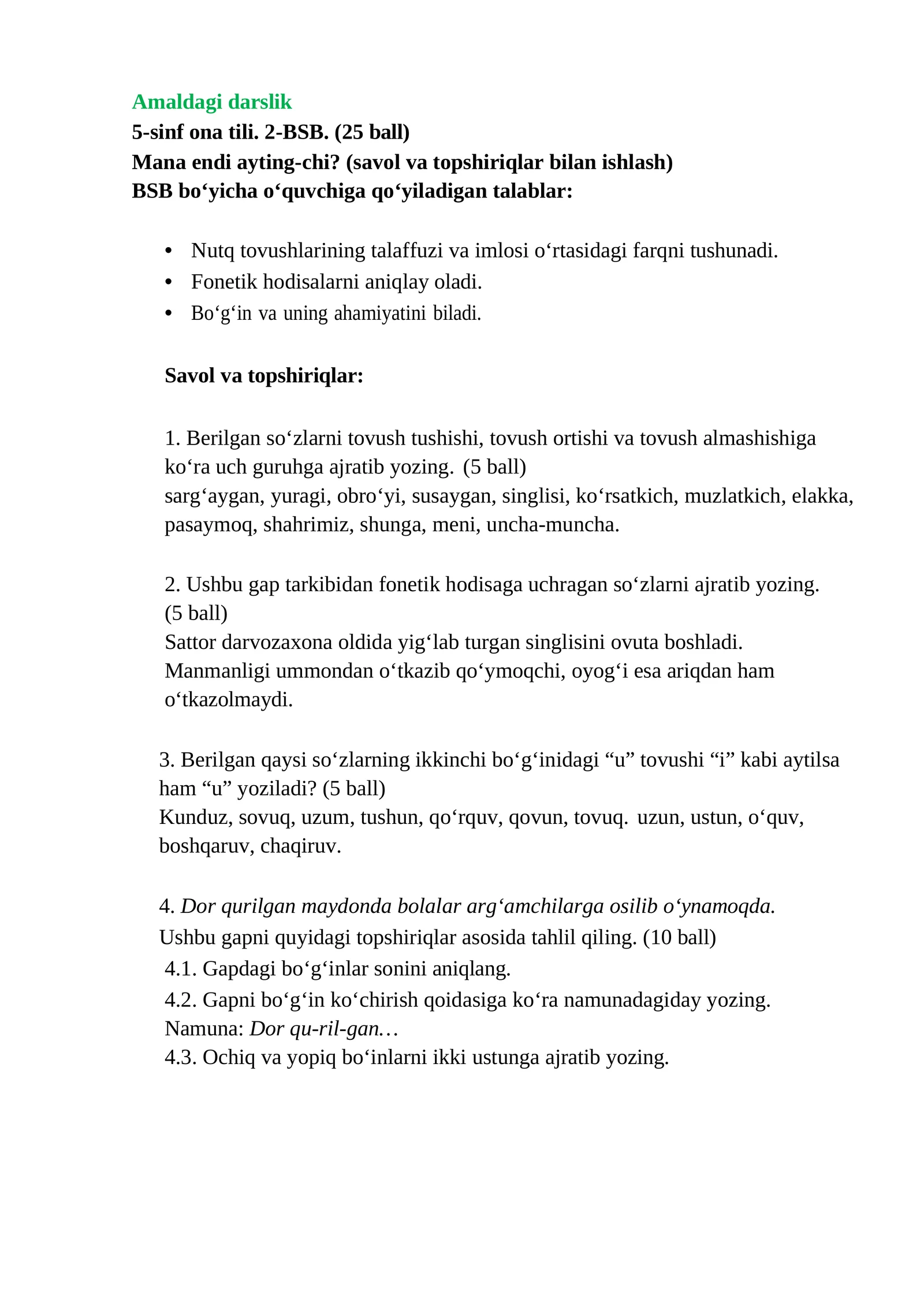 5-sinf ona tili 2-BSB