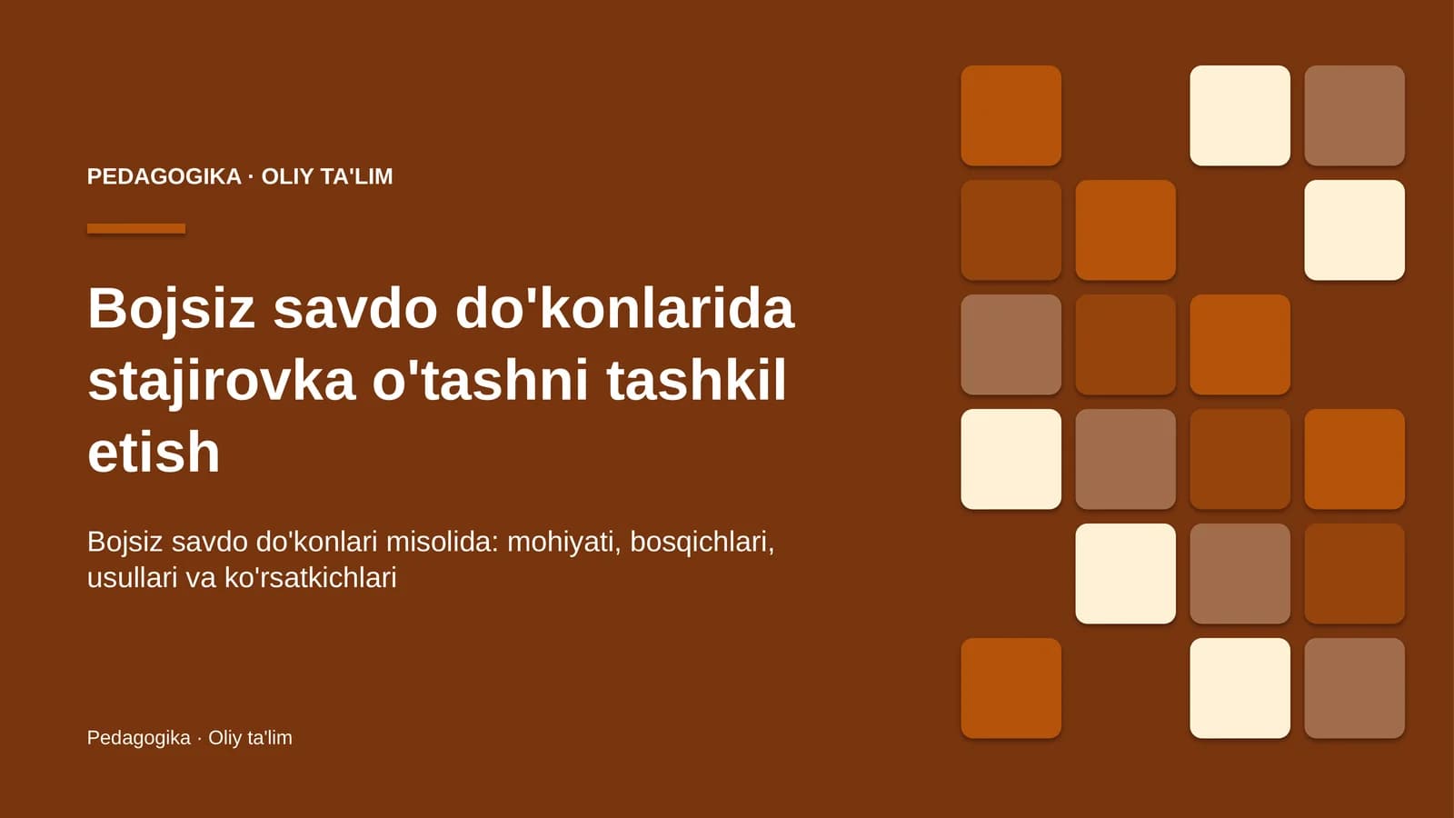 Stajirovka o'tashni tashkil etish: mohiyati