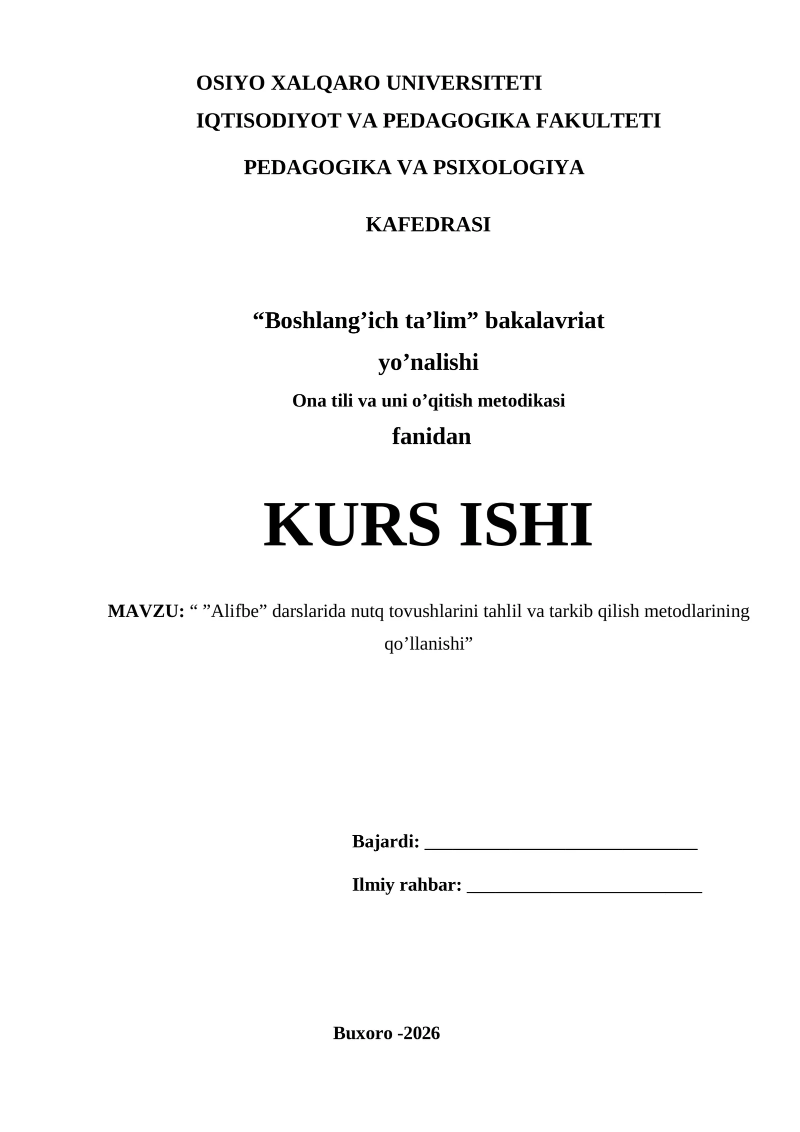"Alifbe"darslarida nutq tovushlarini tahlil va tarkib qilish metodlarimimg qo'llanilishi