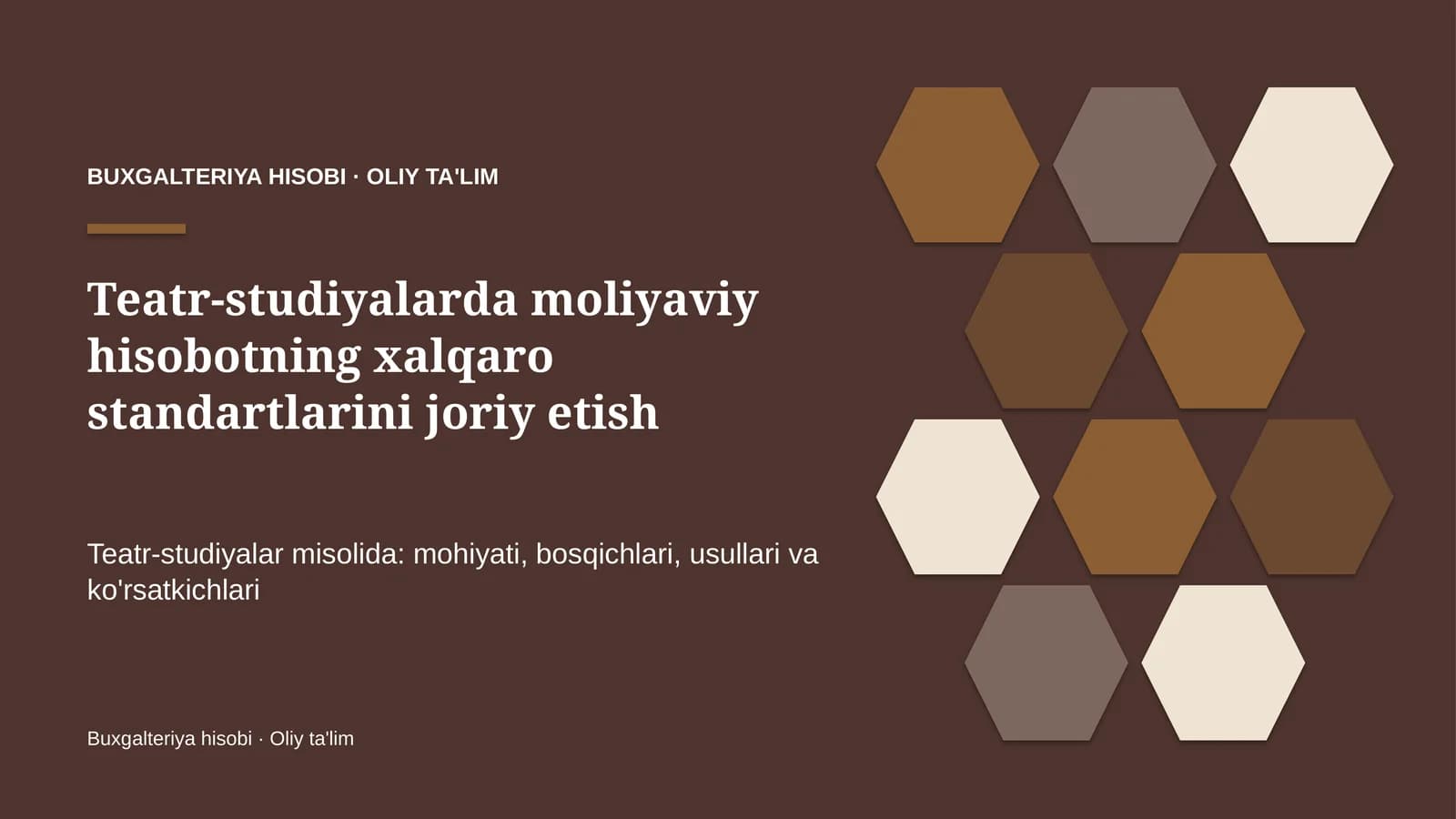 Teatr-studiyalarda moliyaviy hisobotning xalqaro standartlarini joriy etish