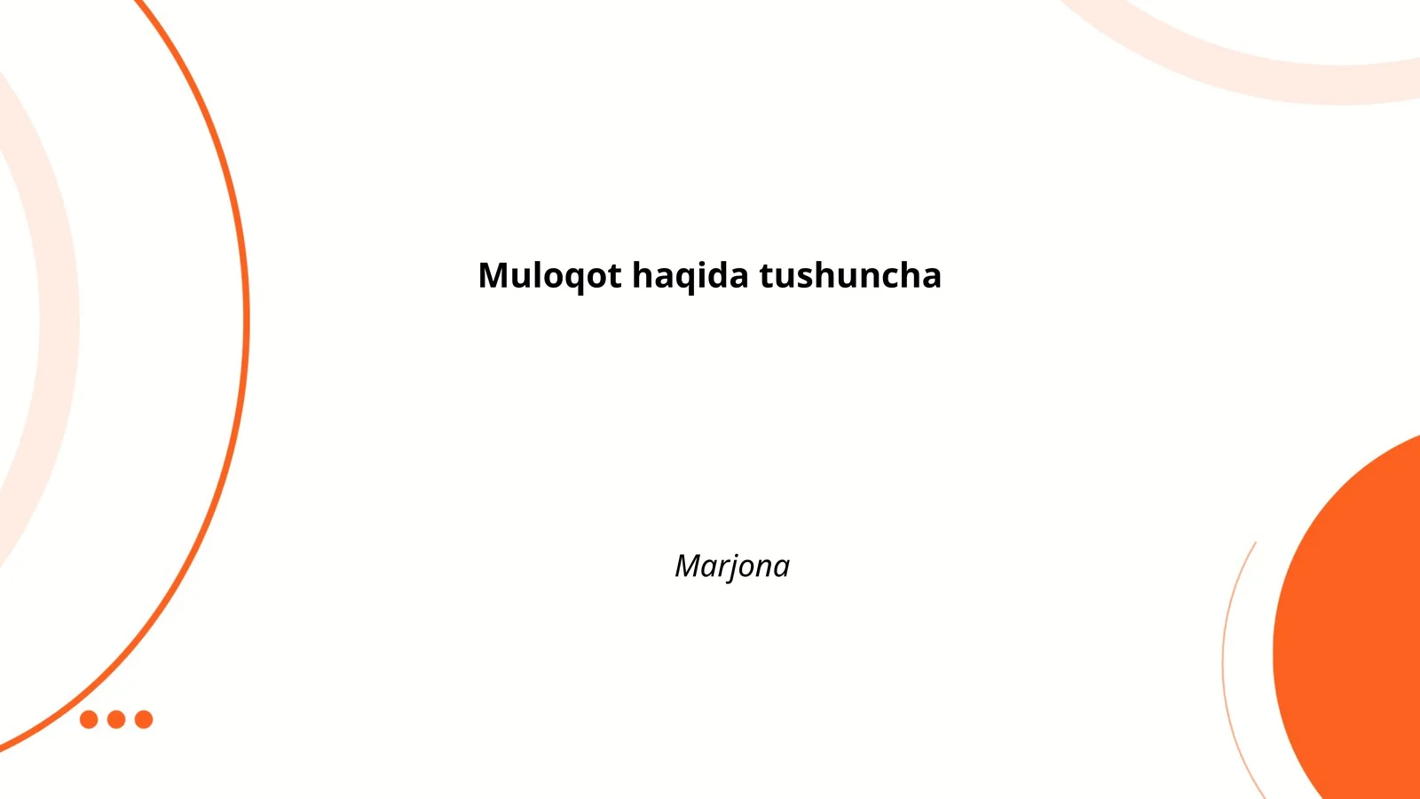 Muloqot haqida tushuncha Marjona