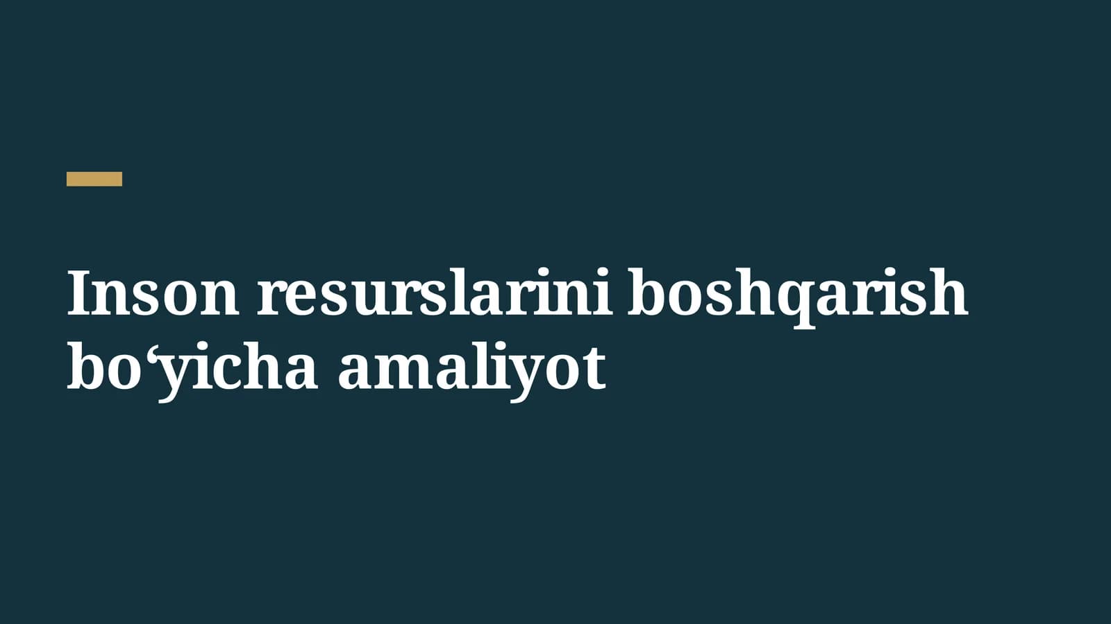 [Inson resurslarini boshqarish boʻyicha amaliyot]