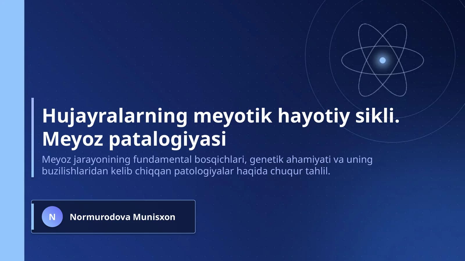 Hujayralarning meyotik hayotiy sikli. Meyoz patalogiyasi