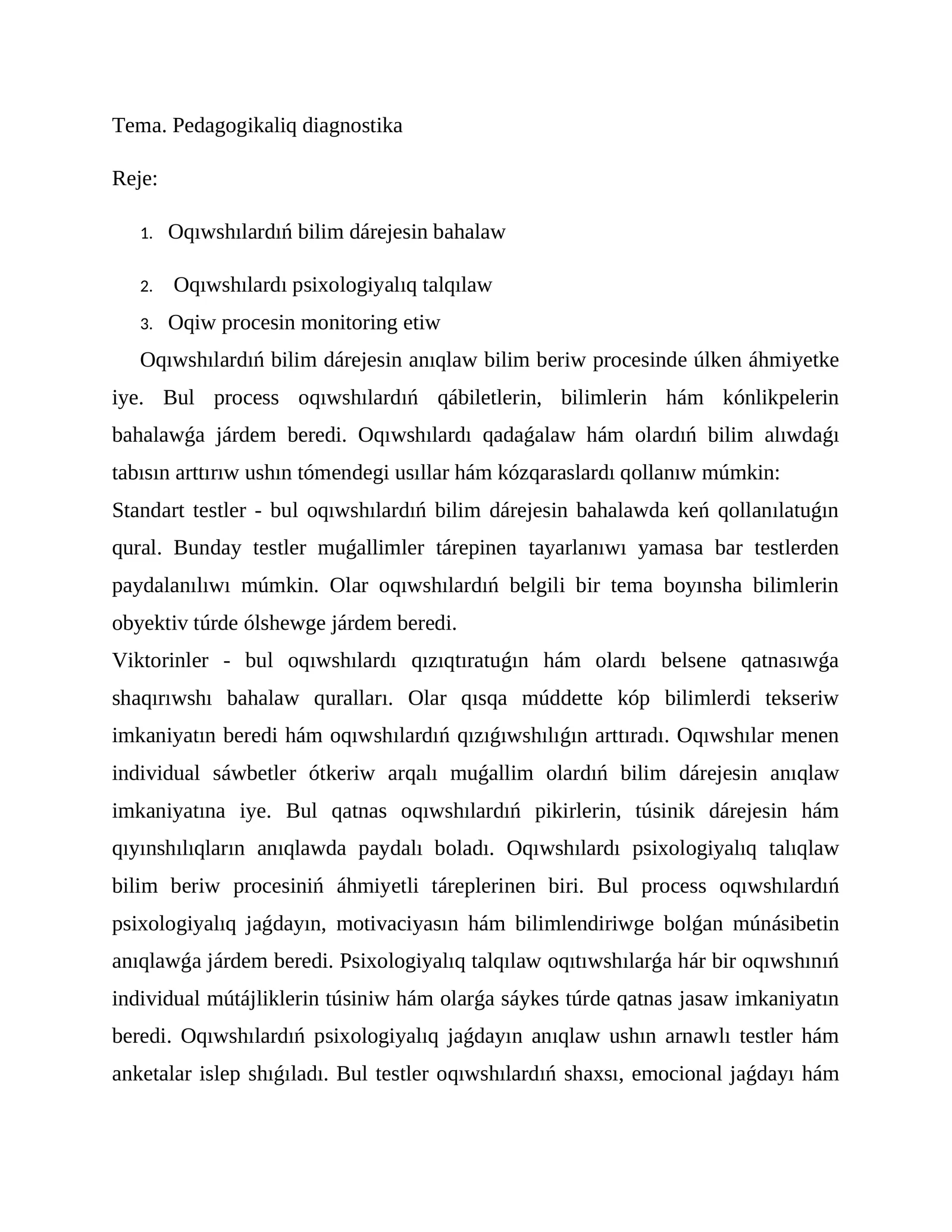 Pedagogikaliq diagnostika