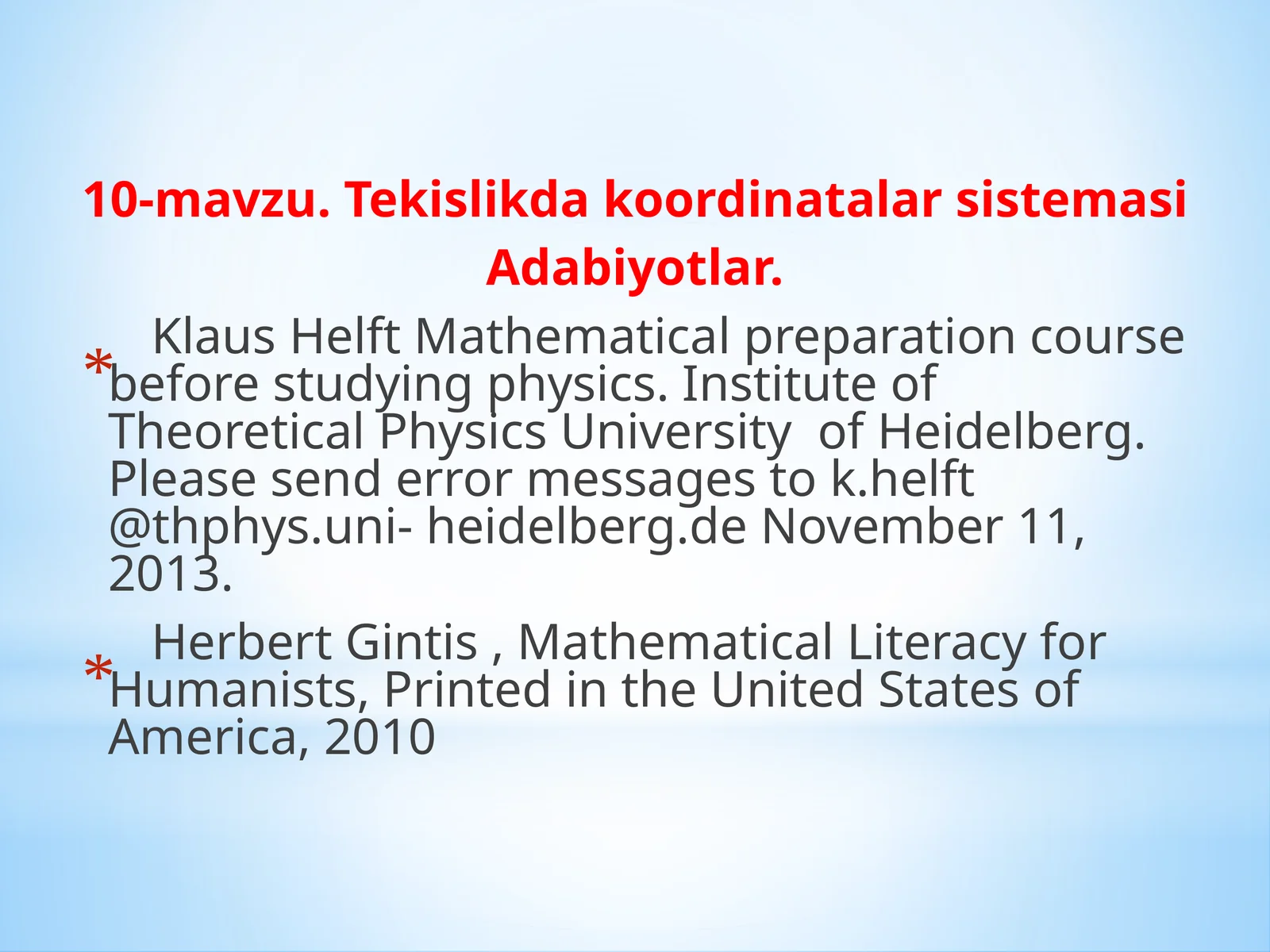 10-mavzu.Tekislikdakoordinatalarsistemasi